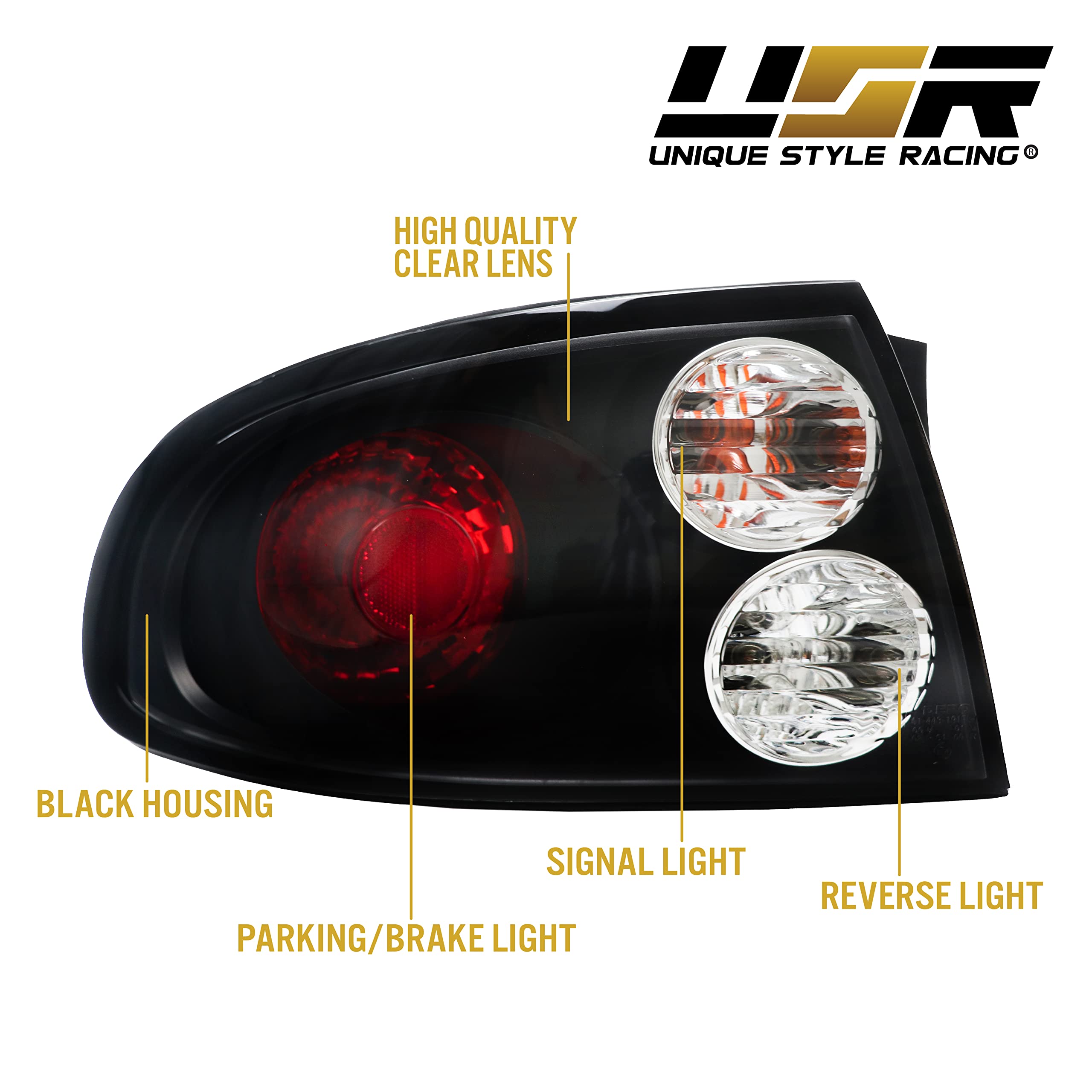 2004-2006 Pontiac GTO Coupe LED Tail Lights - Holden Monaro Style Black Housing with Clear/Red Lens (Pair) | Left + Right Replacement Lamps for Enhanced Night Visibility & Sporty Look
