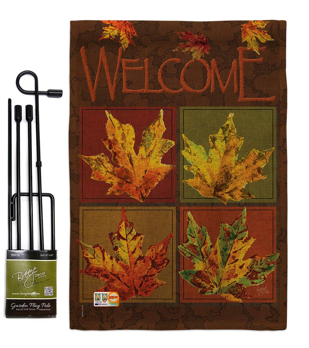 Fall Leaves Burlap Garden Flag Set - Autumn Harvest Decor for Yard & Home