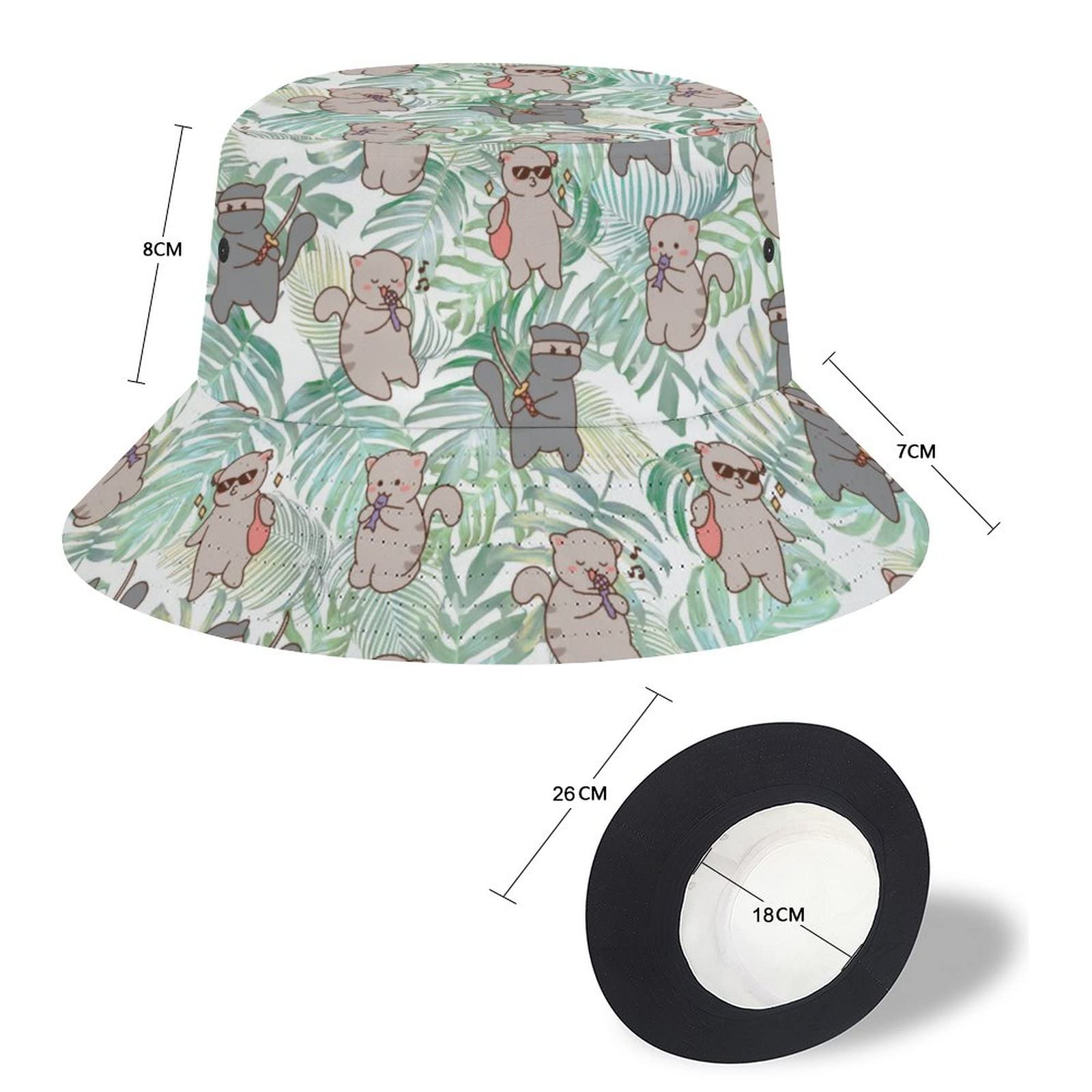 Stylish Strawberry Bucket Hat for Women & Men - Cute Cat Print Summer Sun Hat, Packable Unisex Beach Hat for Travel, Outdoor, Fishing | Perfect for Beach Vacations, Music Festivals & Street Fashion