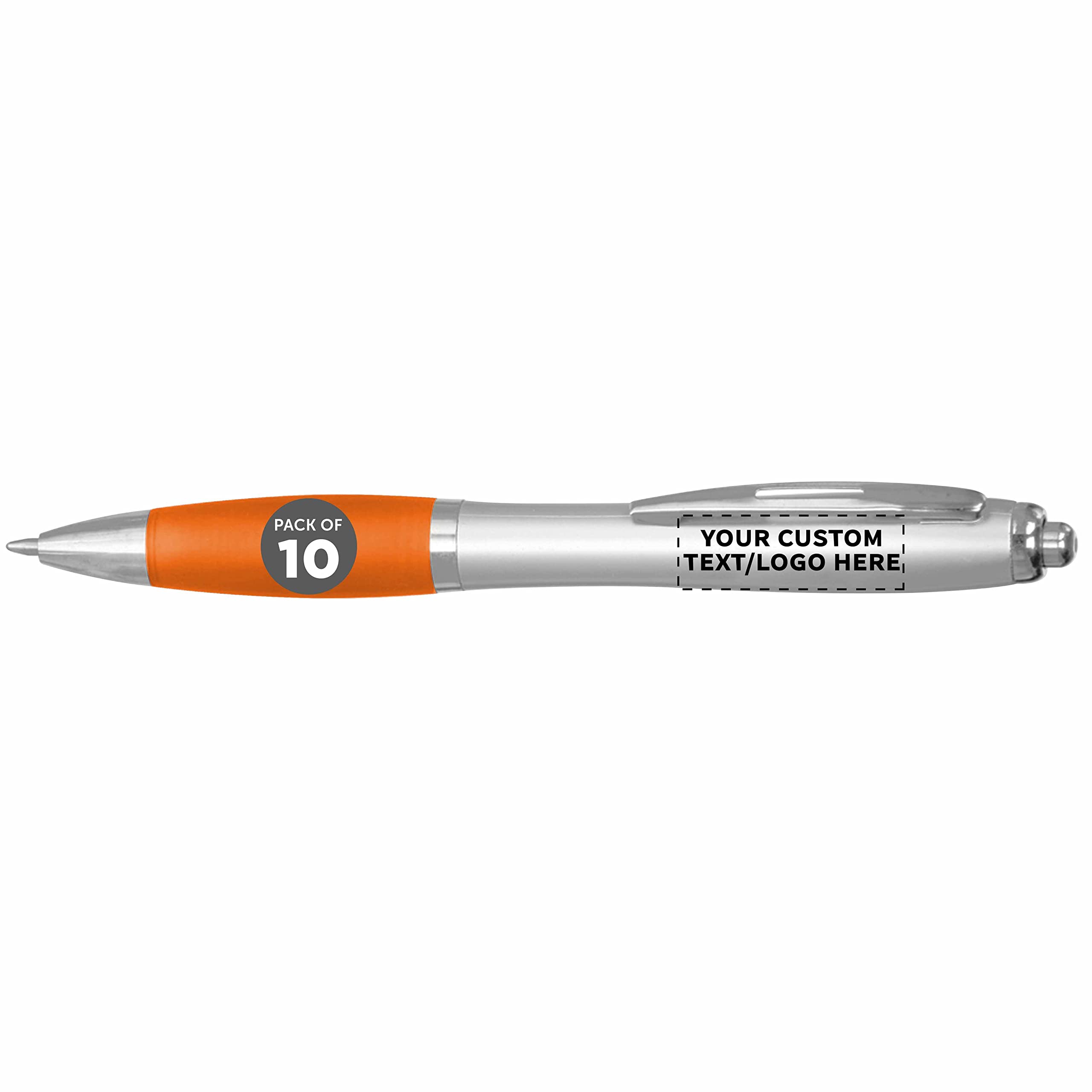Customized Ergonomic Ballpoint Pens with Rubber Grip - 10 Pack Personalized Click-to-Write Pens with Black Ink for School, Office & Business Use | Bulk Promotional Pens for Students, Teachers & Corporate Gifts