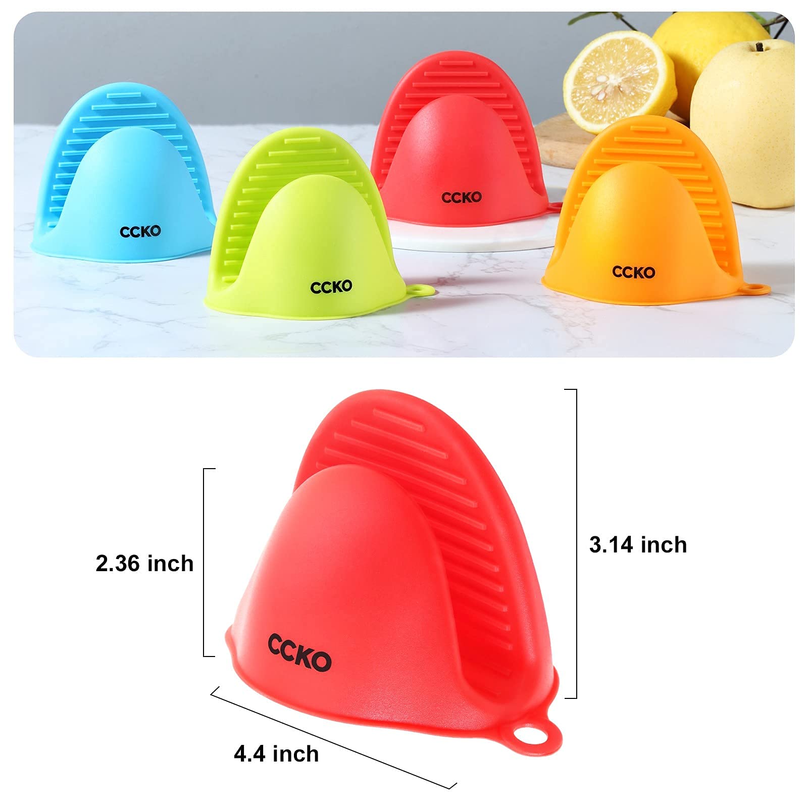 CCKO Mini Oven Gloves - Heat Resistant Silicone Kitchen Mitts for Cooking & Baking - Finger Protection for Grilling, Roasting & Food Handling - Perfect Gift for Home Chefs (Orange)