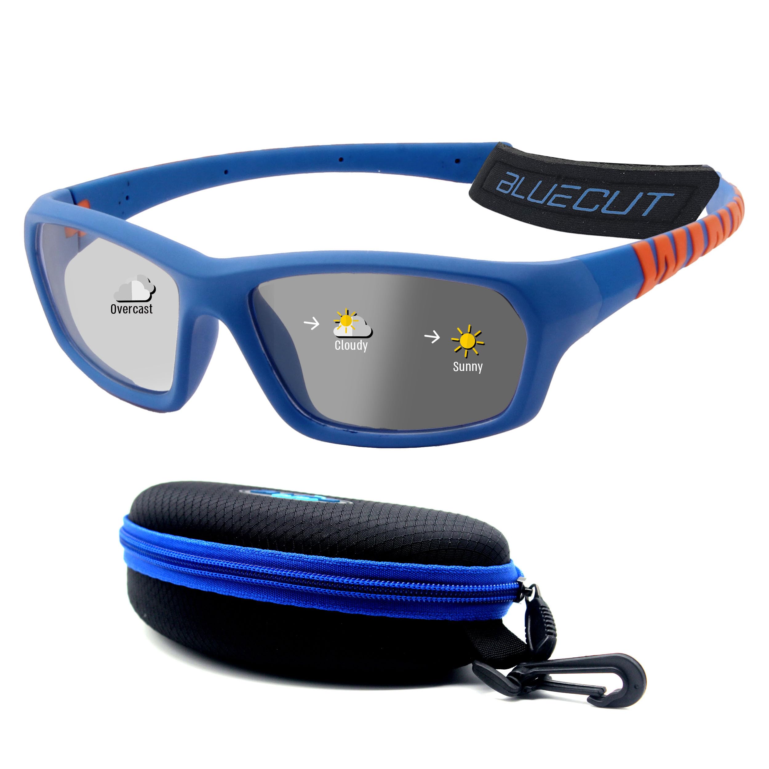 Blue Light Blocking Sports Goggles with Photochromic Lenses - UV Protection Safety Glasses for Basketball, Pickleball, Cycling & Outdoor Activities - Perfect for Day/Night Sports & Screen Time Use