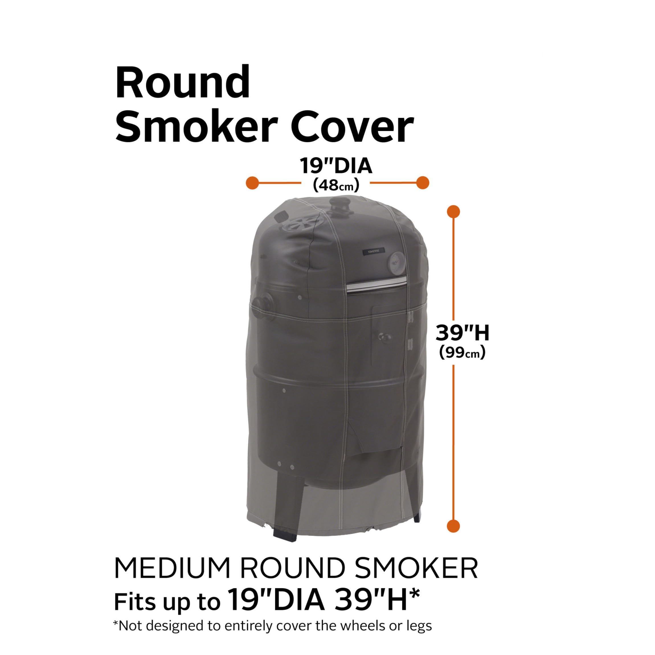 Classic Accessories Ravenna 19-Inch Round Smoker Grill Cover - Waterproof & Weather-Resistant for Outdoor BBQ, Patio, and Backyard Use