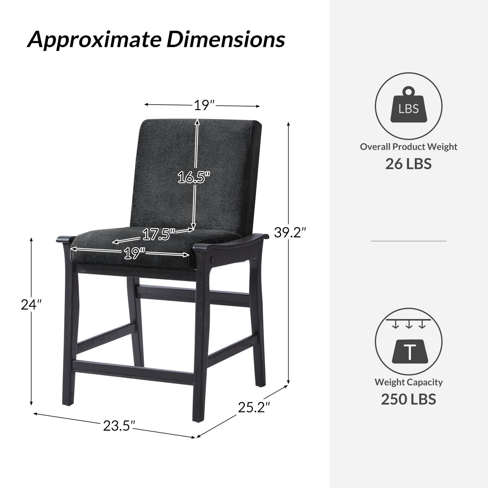 Modern Upholstered Counter Stool with Quick Shift to Dining Chair - Versatile Kitchen Island, Bar & Dining Room Seating for Home & Restaurant Use