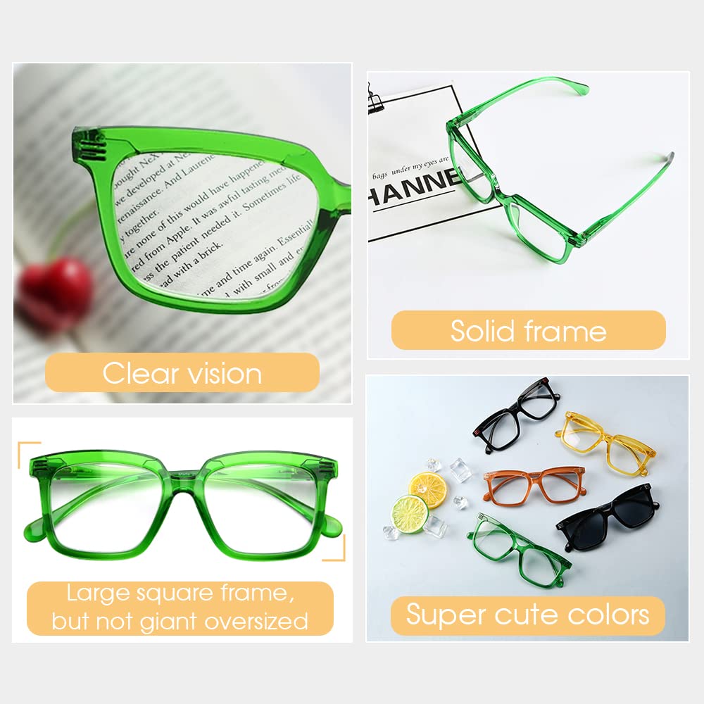 Eyekepper Square Reading Glasses for Women - Fashionable Large Frame Readers with Blue Light Blocking - Perfect for Reading, Computer Work & Office Use