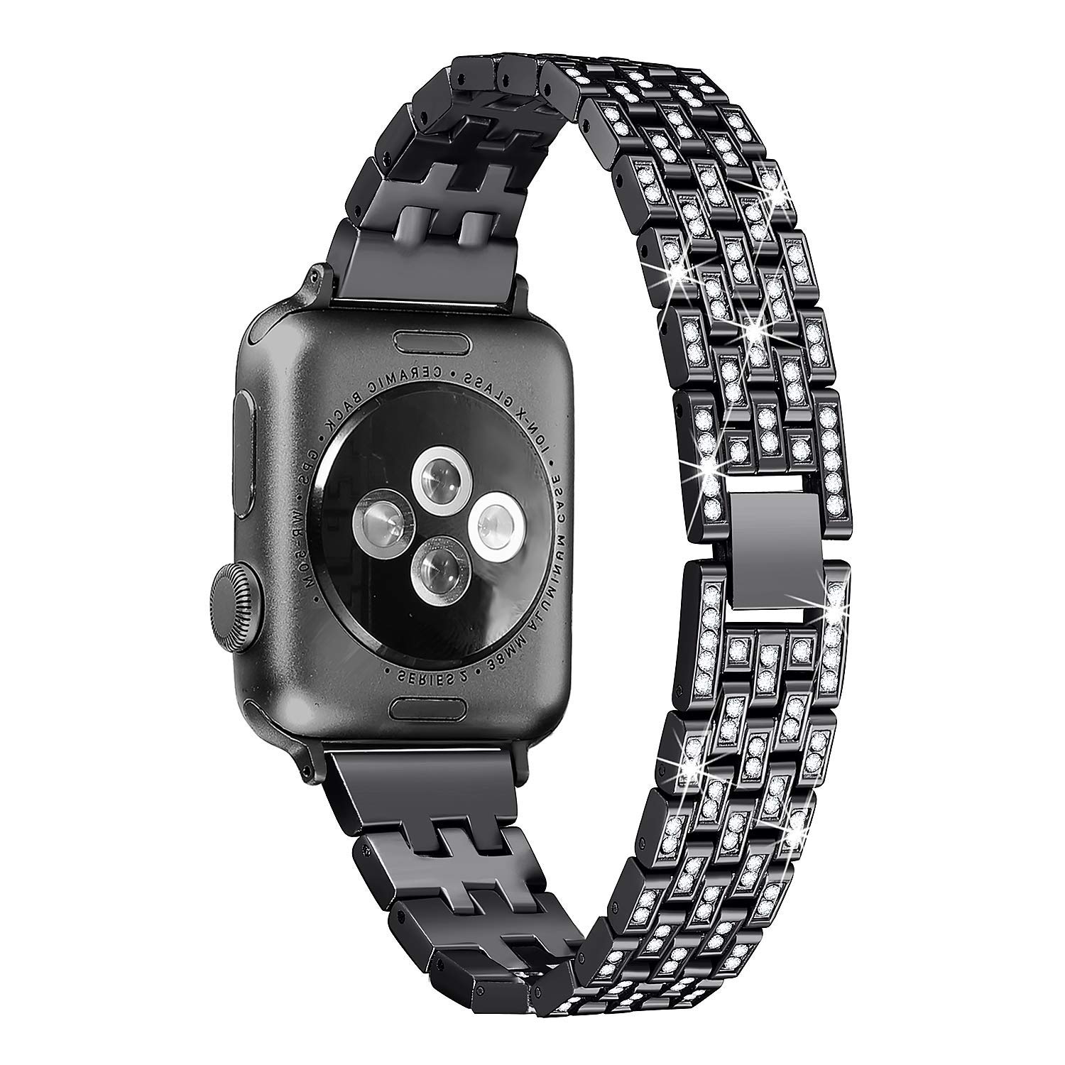 BestMin Luxury Rhinestone Apple Watch Bands - Compatible with 38mm/40mm/42mm/44mm iWatch Series 1-6 & SE - Diamond Jewelry Replacement Strap for Women - Perfect for Parties, Weddings & Special Occasions