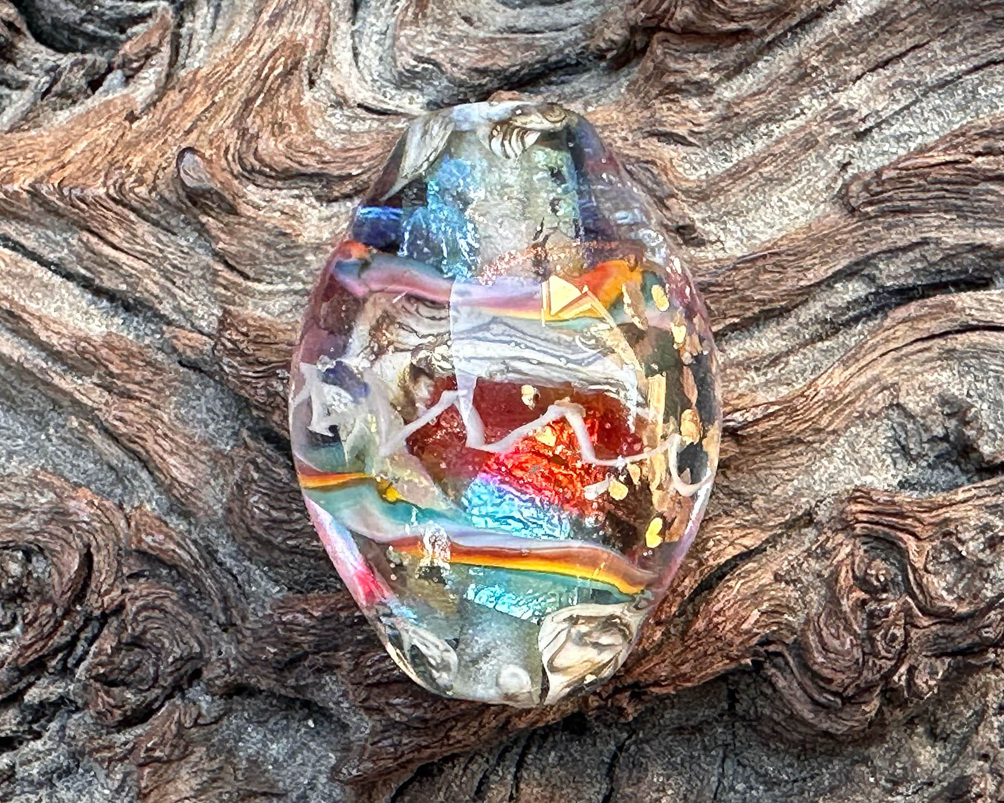 Rainbow Ivory Shimmer Lampwork Glass Focal Bead for Jewelry Making - Handmade SRA Bead for Necklaces, Bracelets & DIY Craft Projects