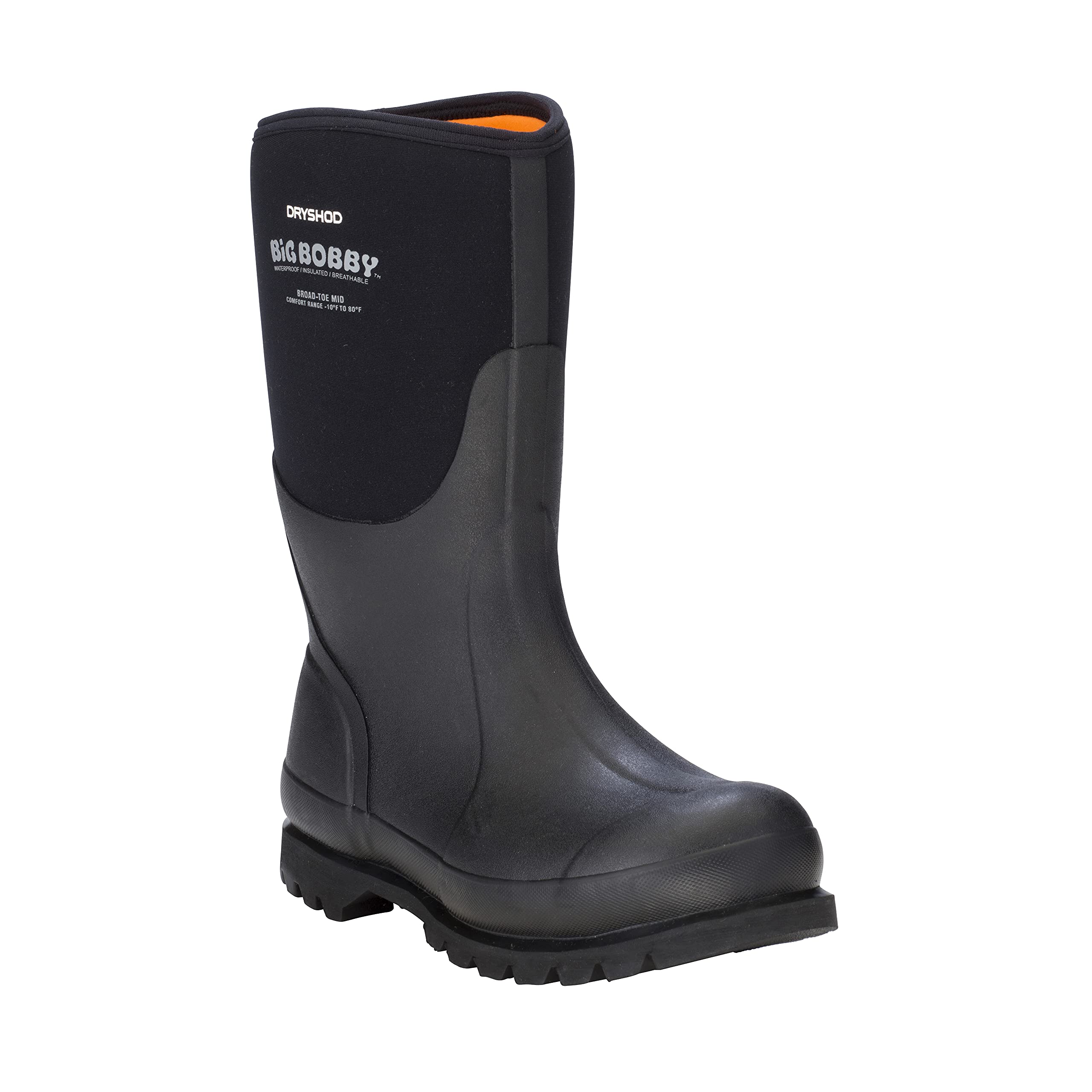 Dryshod Men's Bobby Mid Waterproof Work Boots - Black Safety Shoes for Construction, Hiking & Outdoor Activities