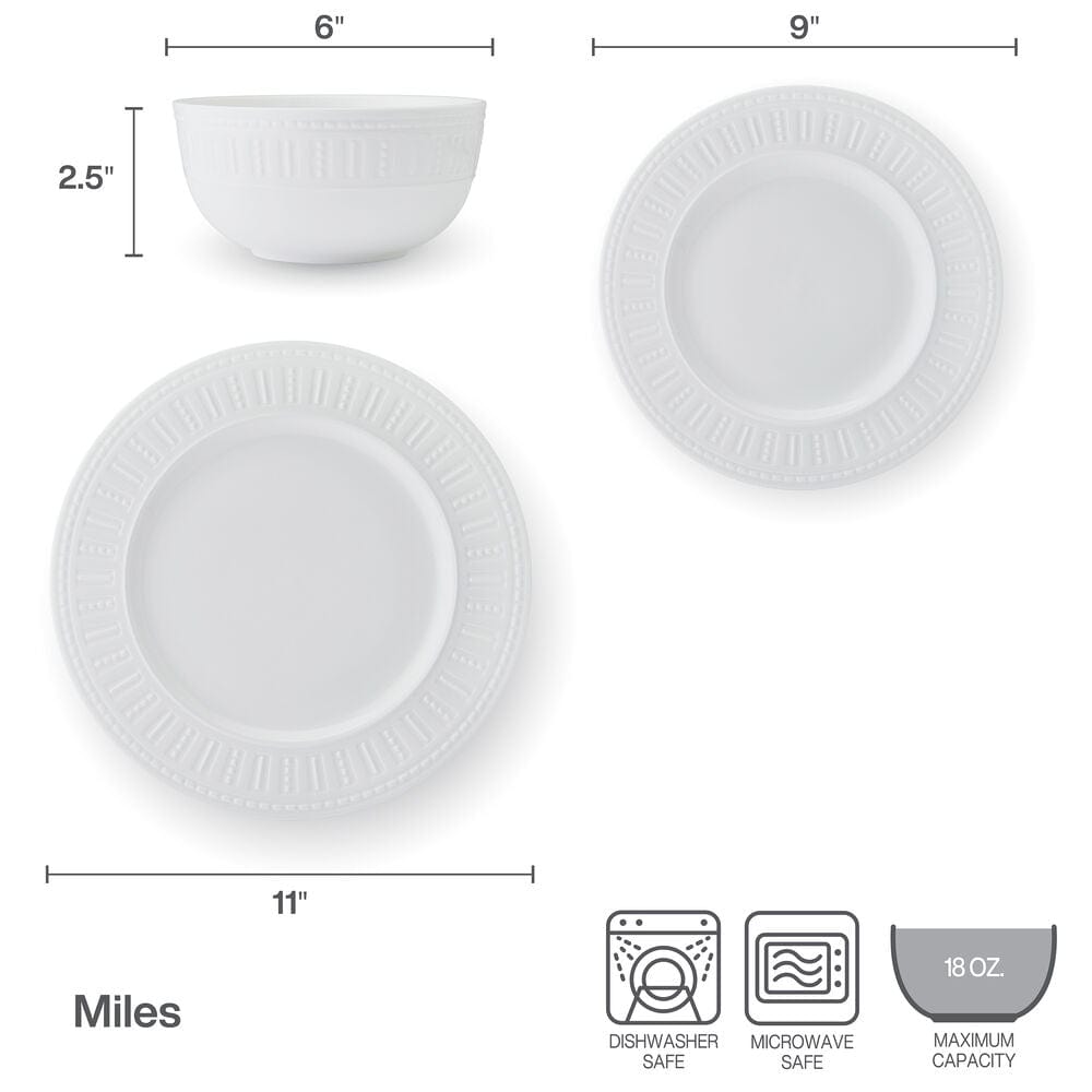 Premium 12-Piece Dinnerware Set for 4 - Elegant Porcelain Plates, Bowls & Mugs - Perfect for Family Dinners, Entertaining Guests & Everyday Use