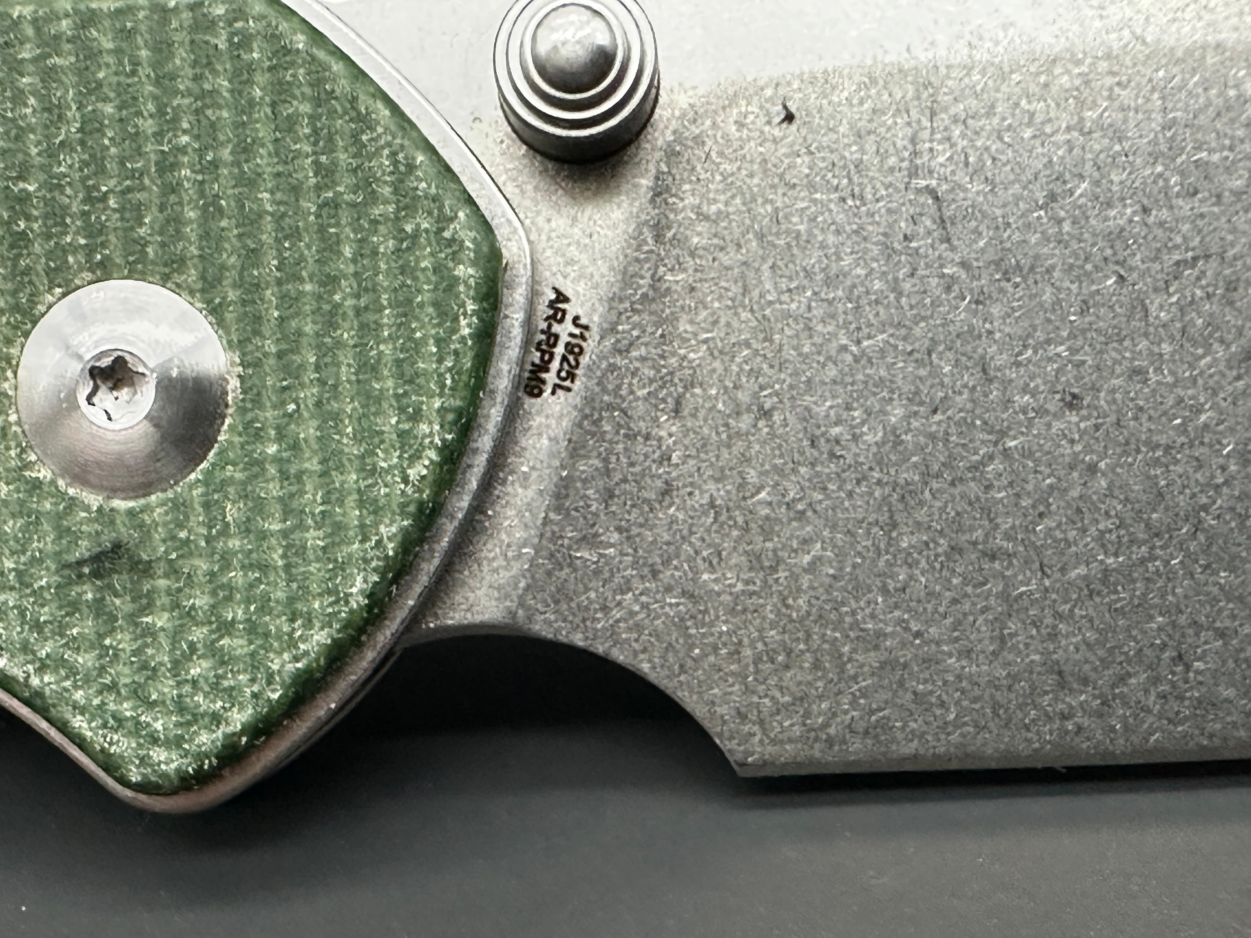 CJRB Large Pyrite Folding Knife with Premium Green Micarta Scales - EDC Pocket Knife for Outdoor Camping, Hiking & Everyday Carry