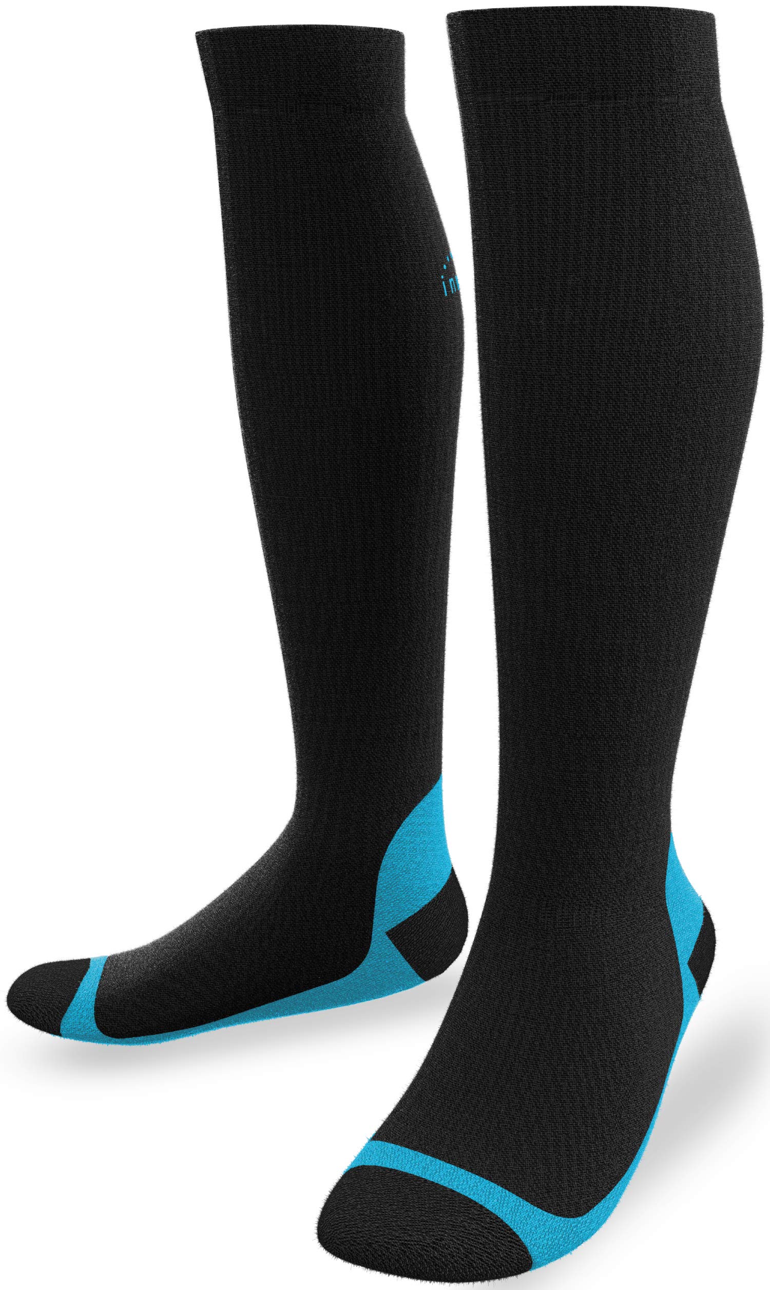 Innepaxe Black & Sky Blue Compression Socks for Women & Men - Athletic & Recovery Socks with Classic Design - Perfect for Running, Travel & Post-Workout Recovery