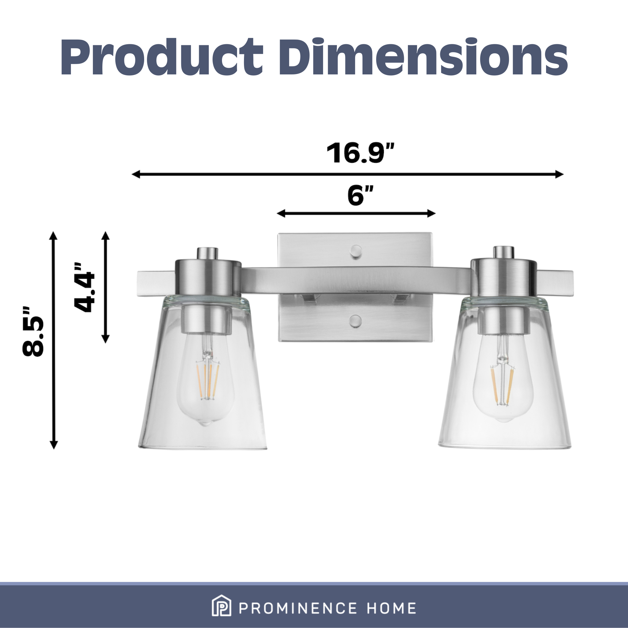 Fairendale 2-Light Vanity Light Fixture with Clear Glass Shades in Brushed Nickel Finish - Perfect for Bathroom, Bedroom, and Dressing Room Lighting