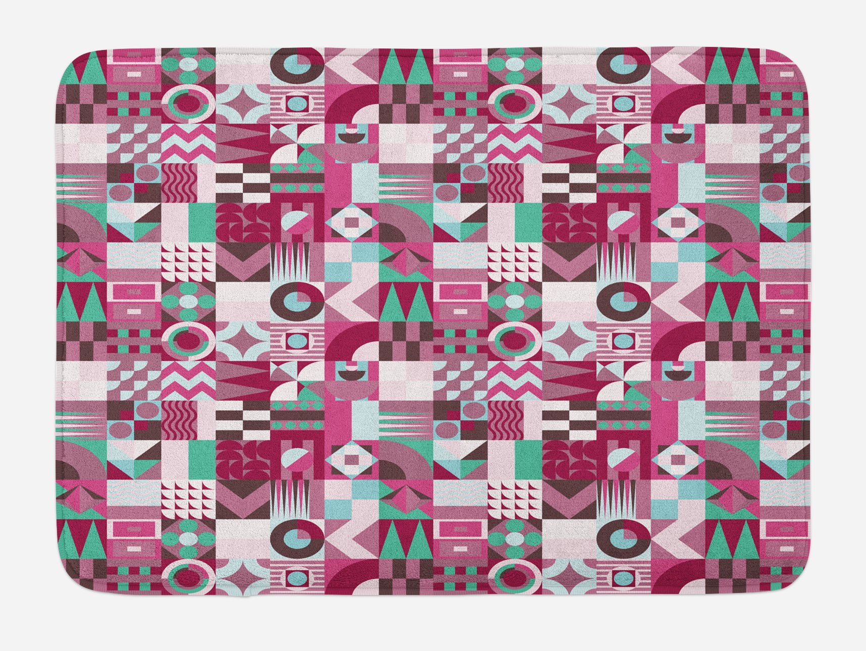 Ambesonne Vintage 1950s Mid Century Bath Mat - Non-Slip Plush Bathroom Rug with Retro Checkered Design, 30.2