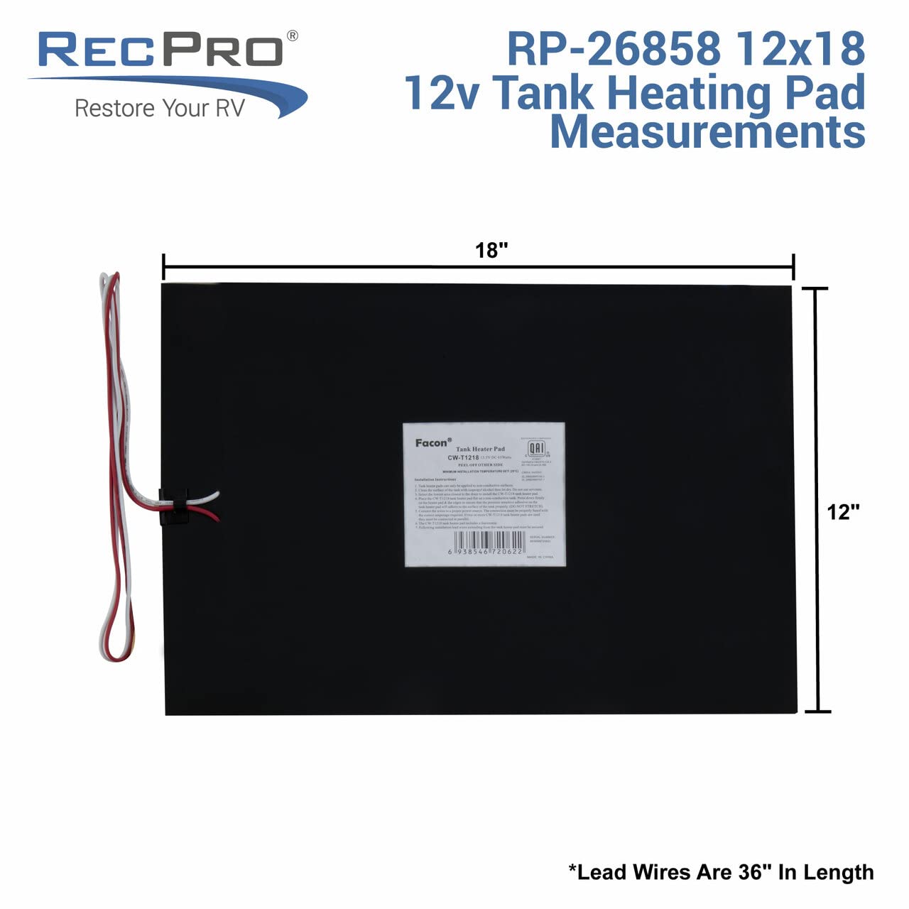 RecPro RV Tank Heater Pad - 12