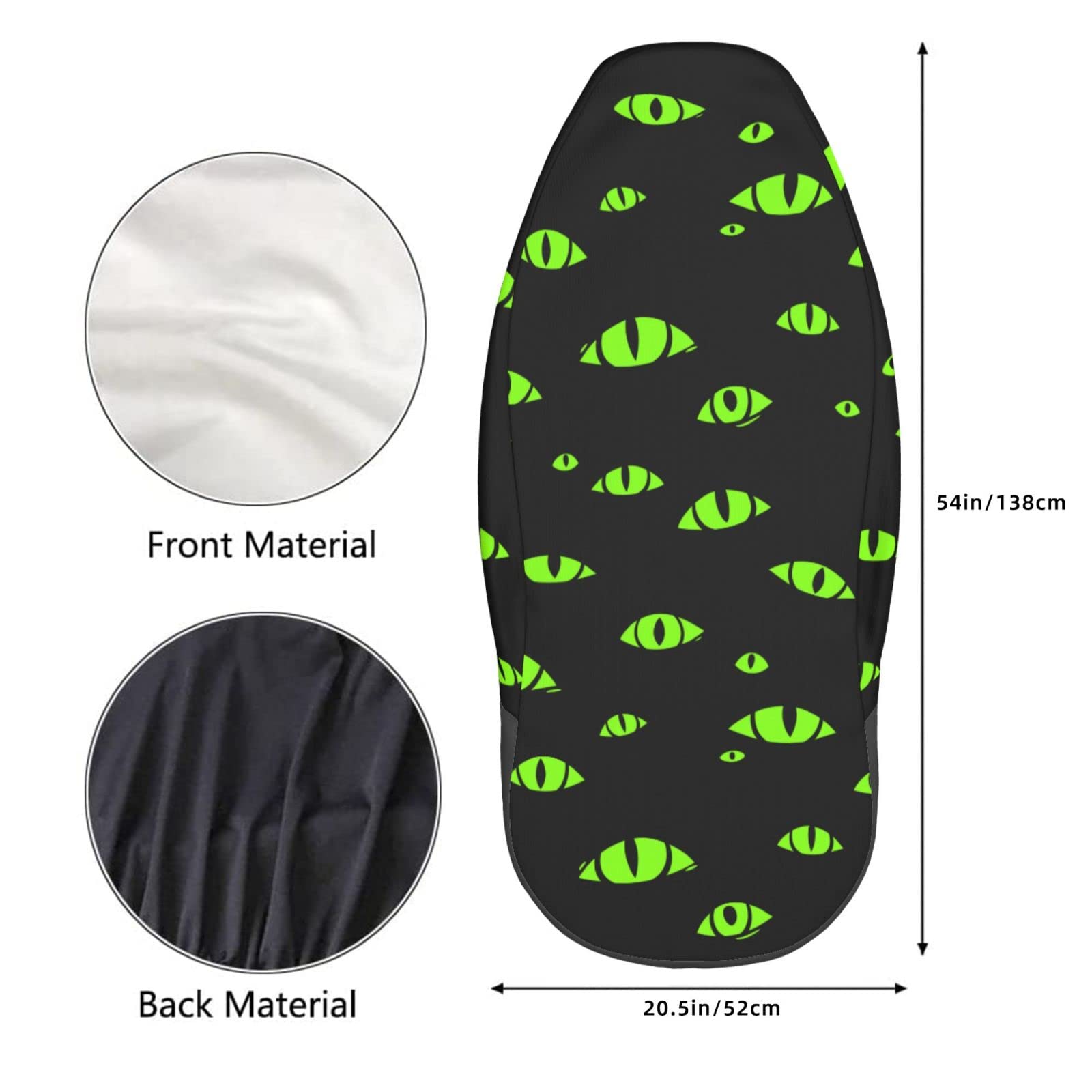 Halloween Green Monster Eyes 2-Piece Car Seat Covers Set - Universal Fit for Most Cars, SUVs, Vans & Trucks | Front Seat Protectors & Auto Interior Accessories for Spooky Decor & Vehicle Protection