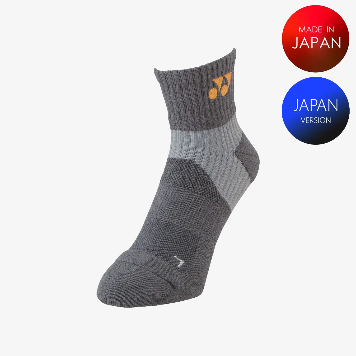 Yonex Men's Sports Crew Socks 19152 - Charcoal Color, Moisture-Wicking Athletic Socks for Running, Tennis & Gym Workouts - Size M (US 8-12)