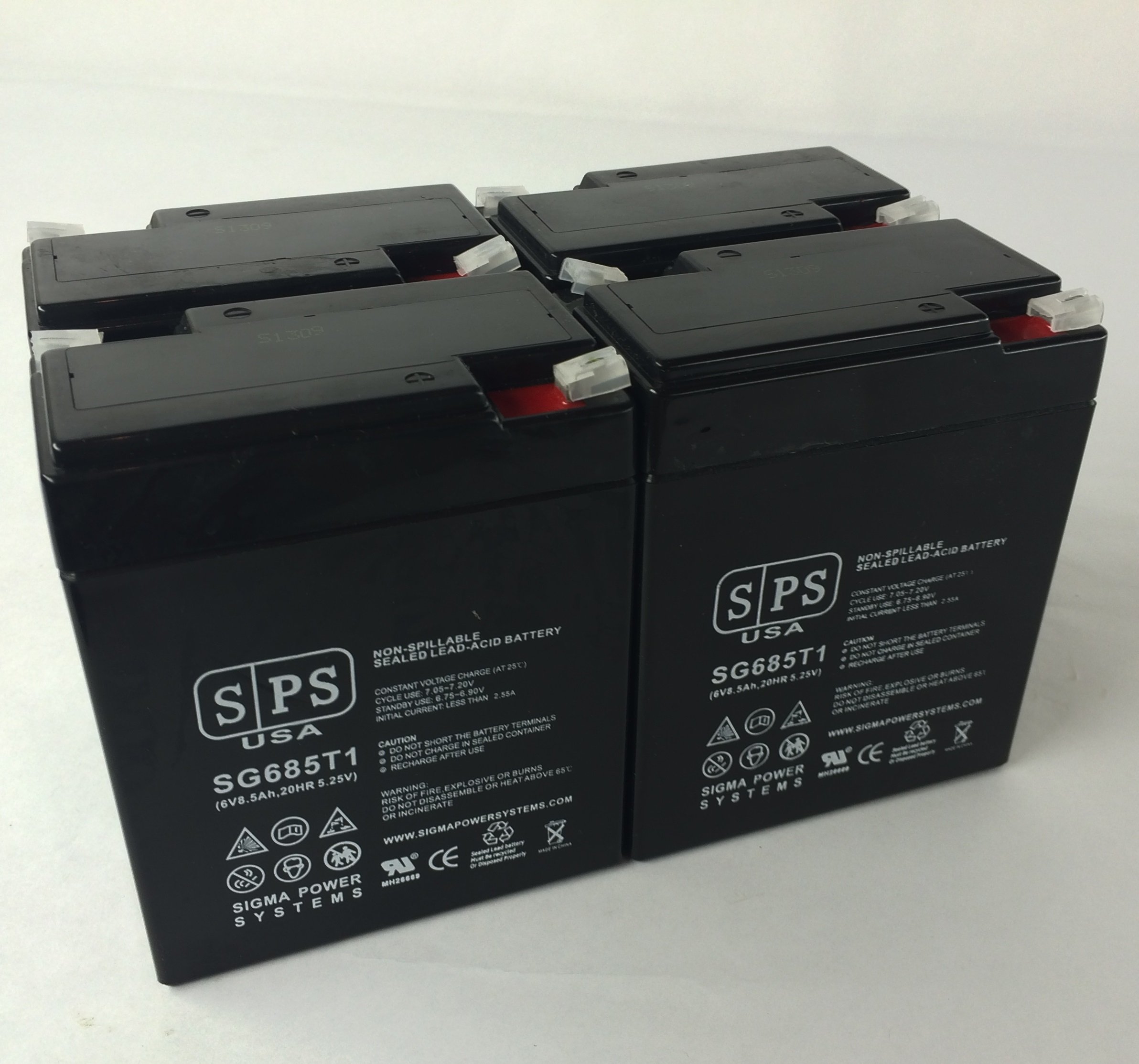 SPS Brand 6V 8.5Ah Sealed Lead Acid (SLA) Replacement Battery for Radiant P361 - 4 Pack - Perfect for Emergency Lighting, Security Systems & Medical Equipment Backup Power