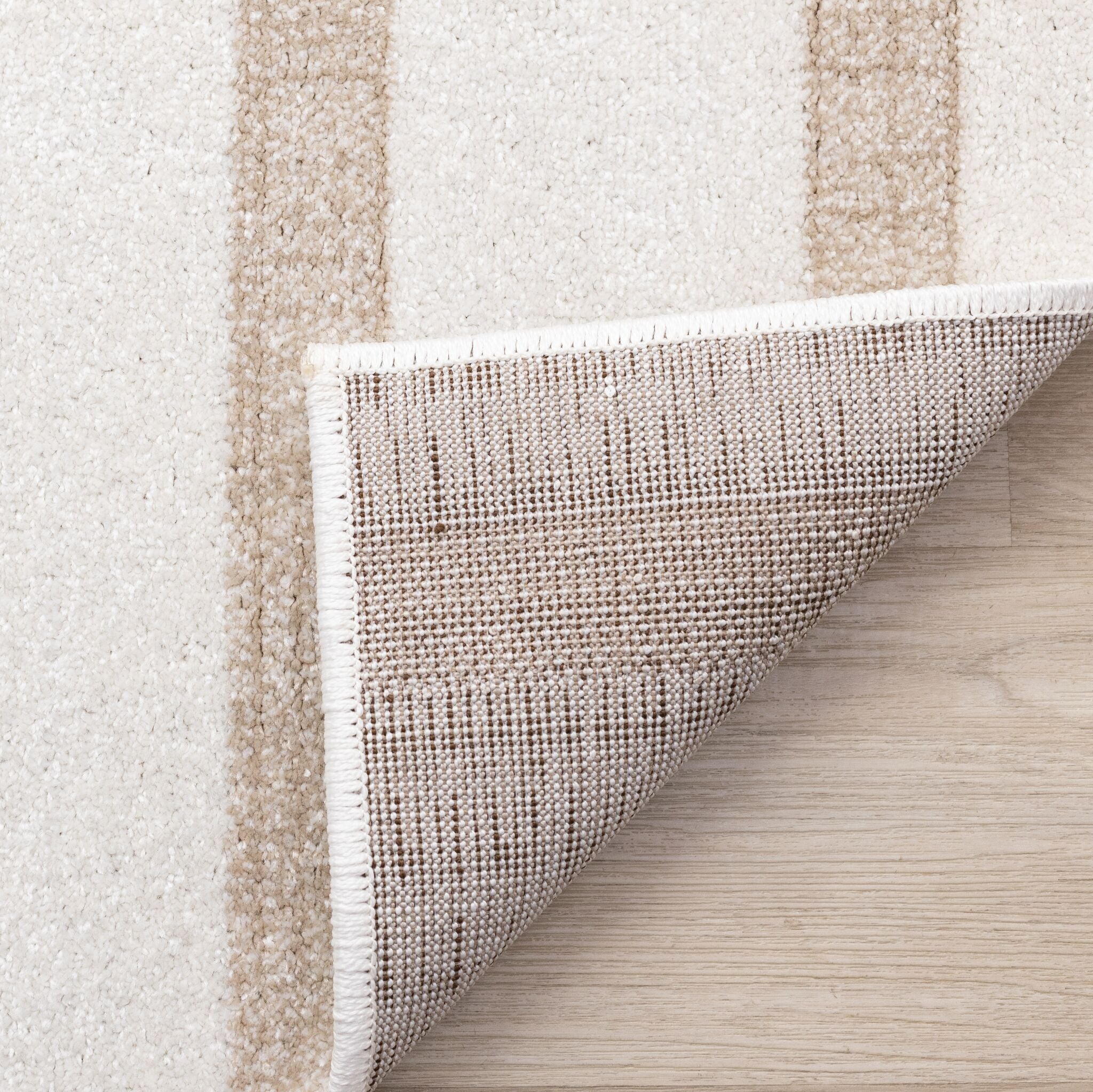 Beachwood Stripes 6'7 x 9'10 Striped Area Rug in Cream - Soft Living Room Carpet for Bedroom Decor, Cozy Home Accent Rug