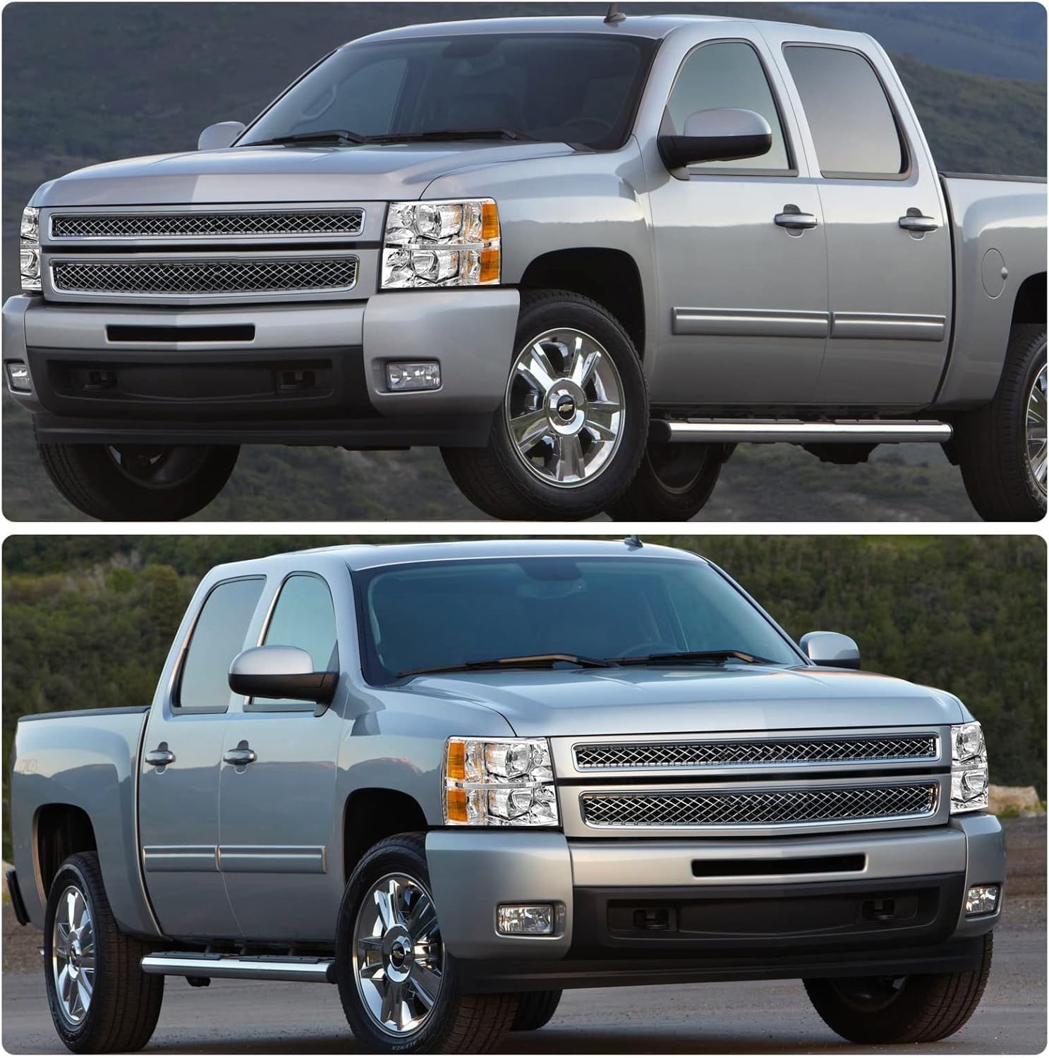 2007-2014 Chevy Silverado 1500 2500HD 3500 Headlight Assembly Replacement - Chrome Headlights Pair for Driver & Passenger | Durable LED Headlamps for Night Driving & Off-Road Adventures