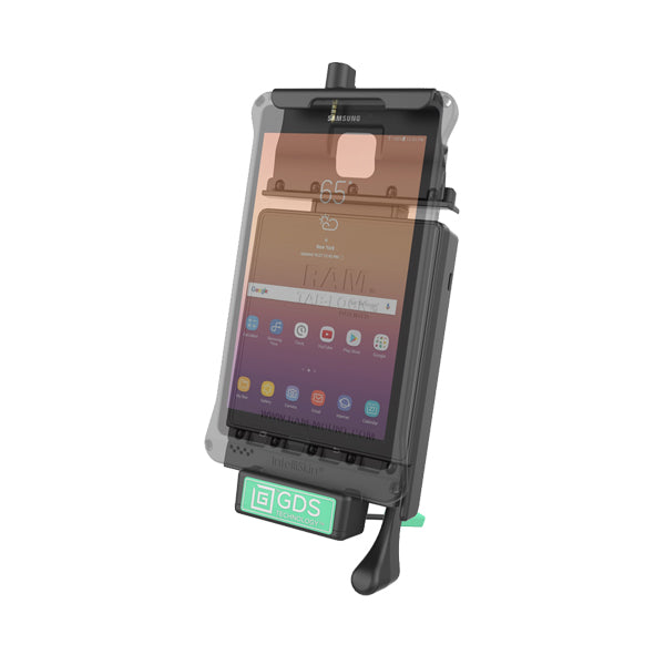 GDS™ Samsung Tab A 8.0 (2017) Car Mount Holder with Audio Cable - Secure Vehicle Dock for GPS Navigation & Music Playback - RAM GDS DOCKL V2 SAM35 AUD1U - Perfect for Truck, Taxi, and Fleet Management Use