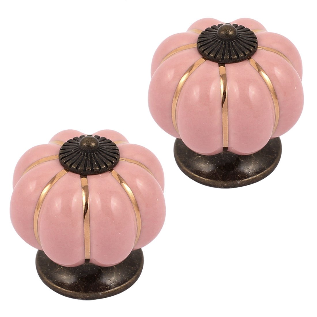 **XXLFQSG Ceramic Cabinet Knobs - Pink Pumpkin Design (2-Pack) - Vintage Drawer Pulls for Wardrobe, Cupboard & Furniture - Perfect for Home Decor & DIY Projects**