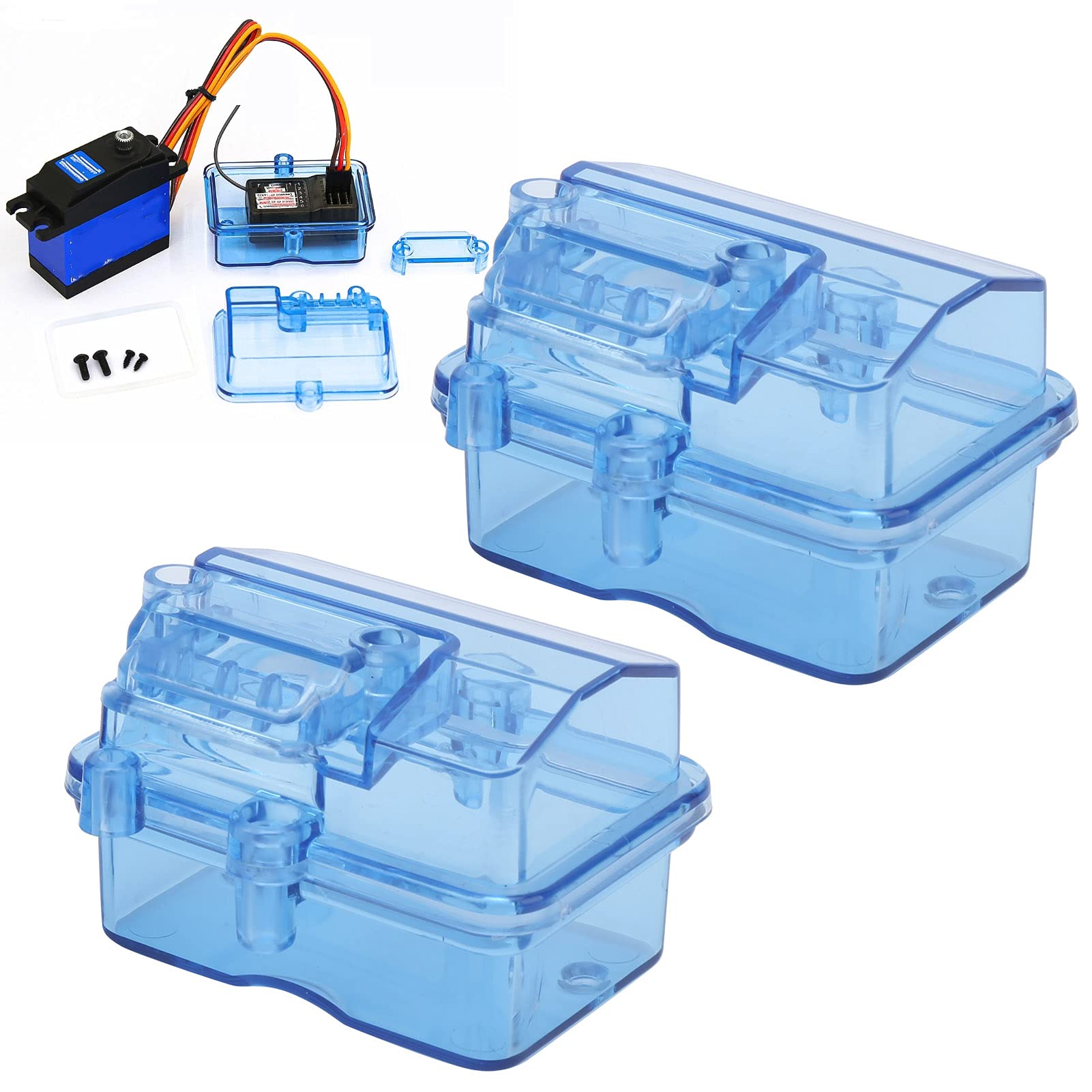 2PCS Waterproof RC Receiver Box Set, Durable Radio Receiver Protector Case for RC Cars, Boats - Ideal for Off-Road Racing, Marine RC Models & Harsh Weather Protection