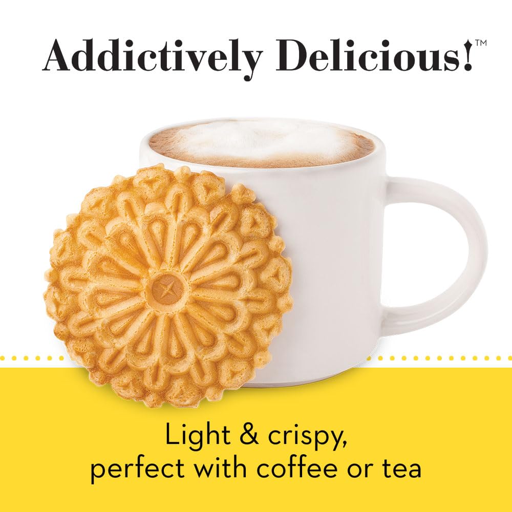 Authentic Italian Reko Pizzelle Waffle Cookies - Lemon Flavor, 7oz (12 Pack) | Perfect for Holiday Gifts, Coffee Pairing & Dessert Platters