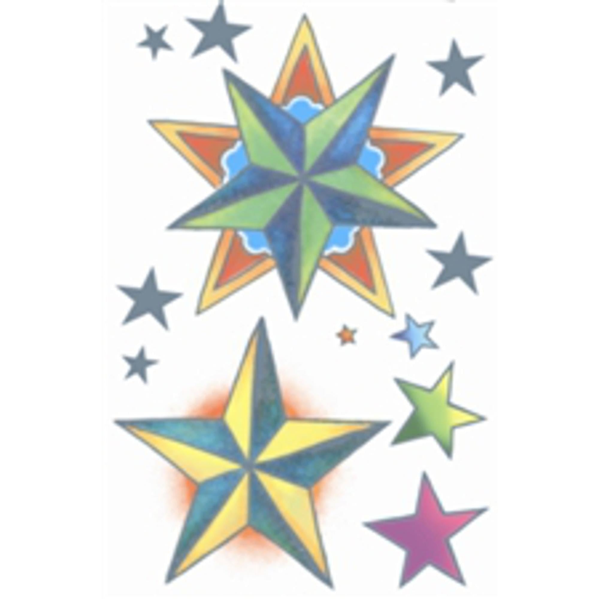 Retro Star Temporary Tattoos for Kids & Adults - Waterproof Fake Tattoos for Parties, Halloween, Cosplay & Festivals | Fun Body Art Stickers for Costumes & Events