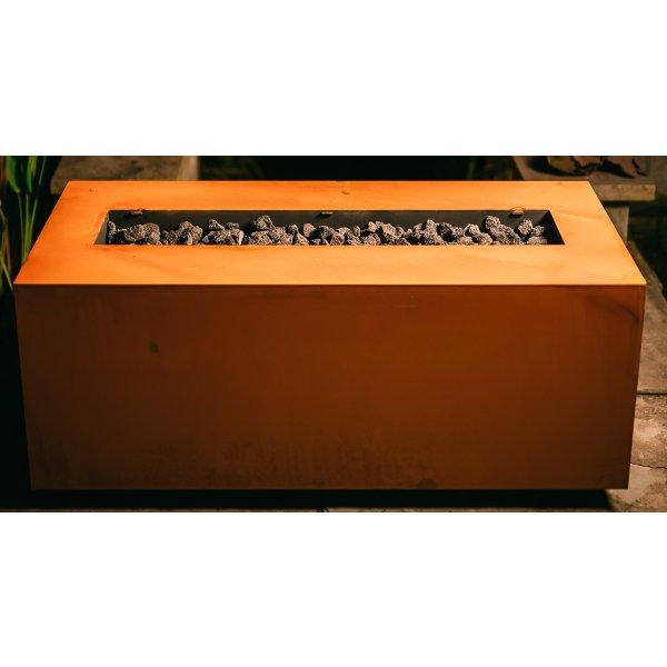 36-Inch Linear Fire Pit for Outdoor Patio, Backyard & Garden - Modern Stainless Steel Fireplace with Lava Rocks - Perfect for Camping, BBQ & Relaxing Evenings