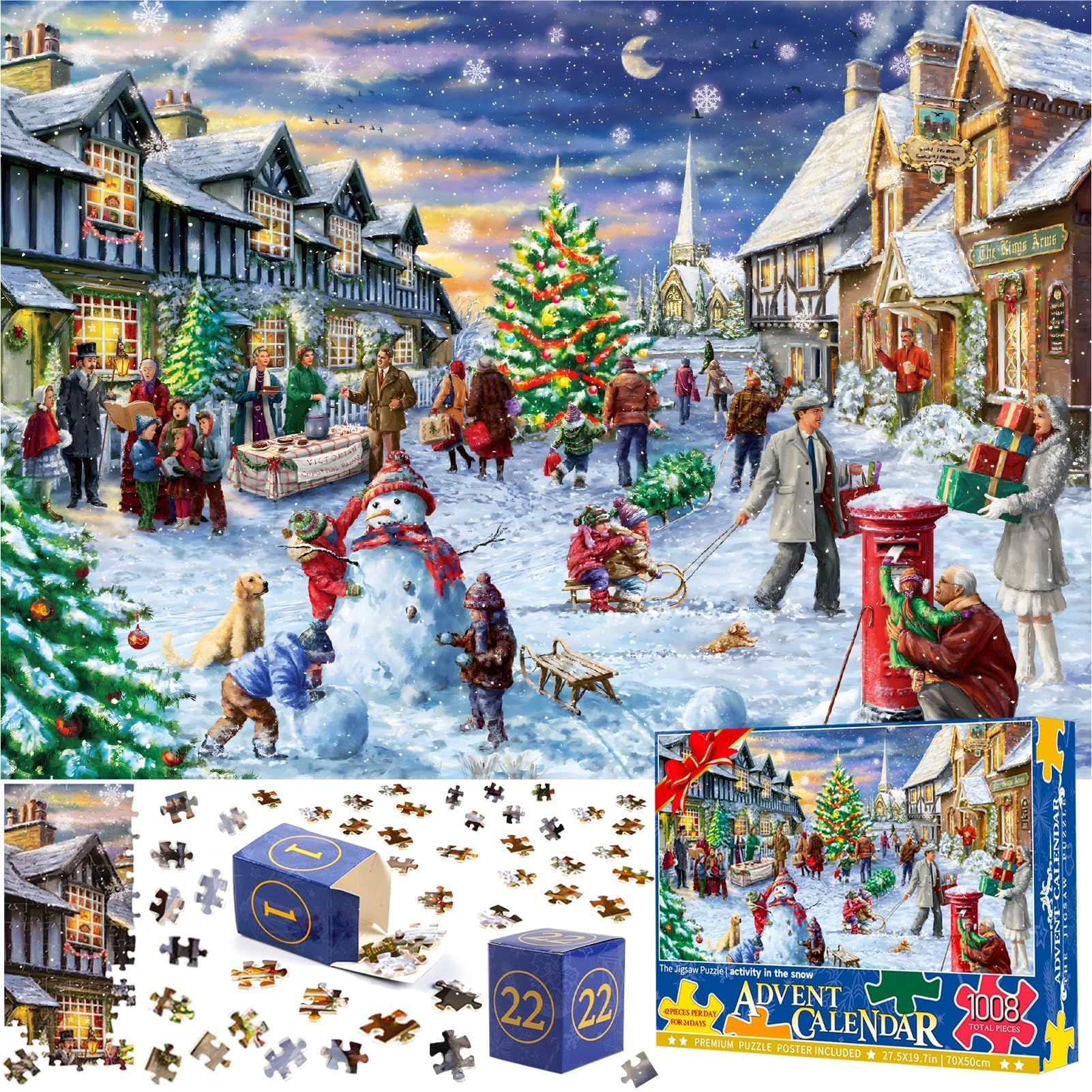 2024 Christmas Puzzle Advent Calendar for Adults & Kids - 1008 Piece Xmas Countdown Jigsaw Puzzle with 24 Boxes | Holiday Family Activity, Winter Vacation Gift & Home Decor