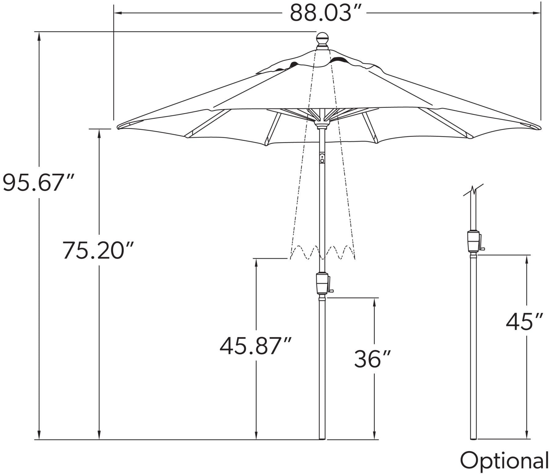 7.5' Push Button Tilt Outdoor Patio Umbrella - Octagon Canopy Shade by Treasure Garden for Poolside, Deck, and Garden Relaxation