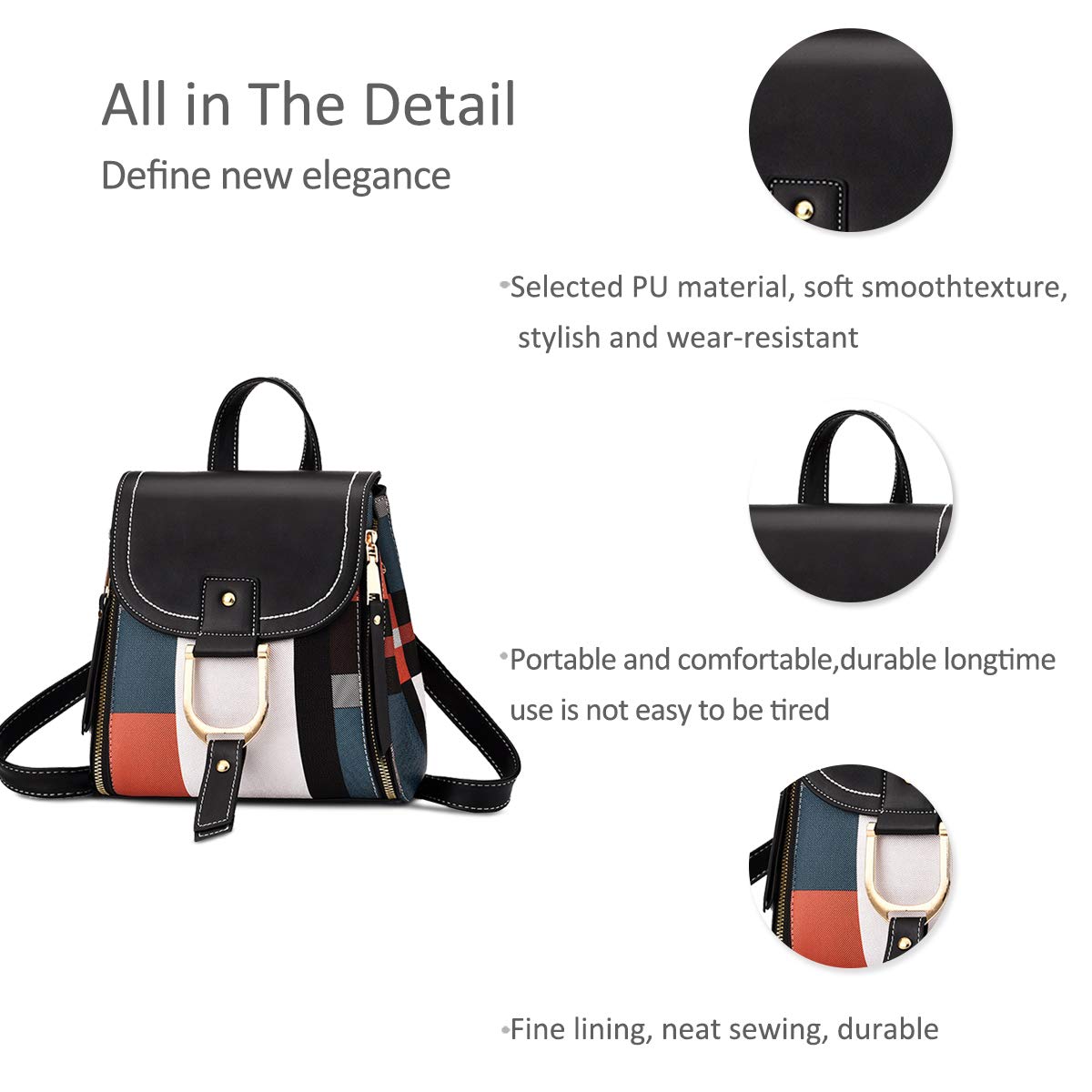 NICOLE&DORIS Women's Leather Backpack - Small Crossbody Shoulder Bag Purse for Ladies, Perfect for Work, Travel & Daily Use