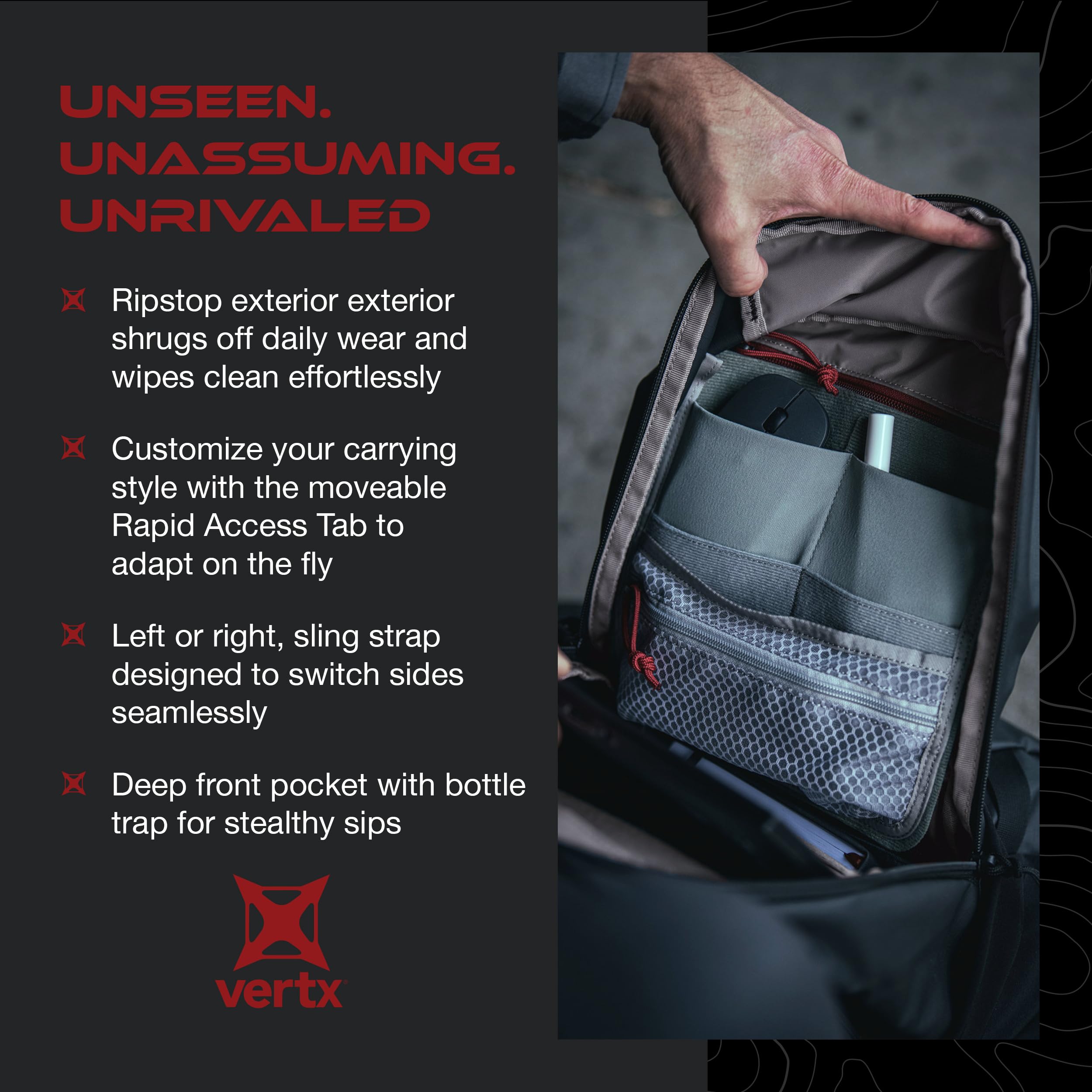 Vertx Urban Ghost Sling CCW Tactical Bag - 10L Black Concealed Carry Backpack for Travel, Work & Outdoor | EDC Gear for Everyday Use, Hiking & Tactical Operations