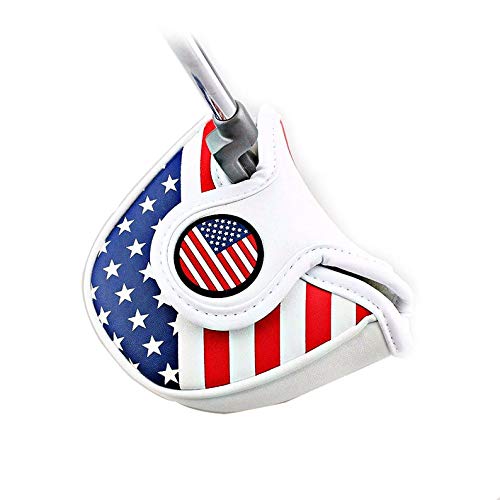 Premium Magnetic Golf Putter Headcover - Synthetic Leather Mallet & Blade Putter Cover with USA Flag Design | Ideal for Golf Club Protection & Style on the Course