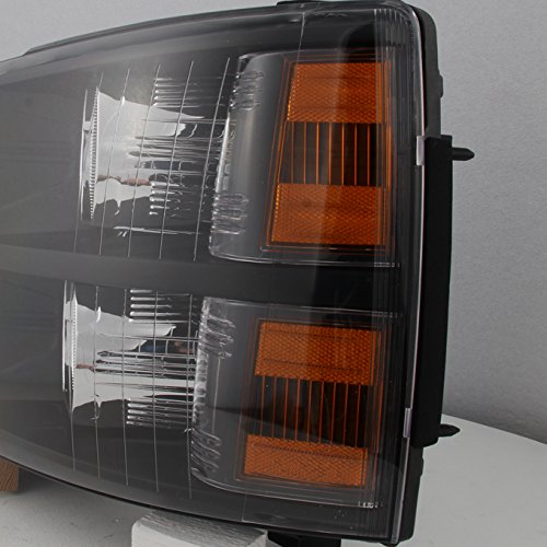 AKKON Replacement Black Bezel Headlights for 2007-2013 Chevy Silverado - Driver & Passenger Side Headlamp Pair - Upgrade Your Truck's Lighting for Night Driving & Off-Road Adventures