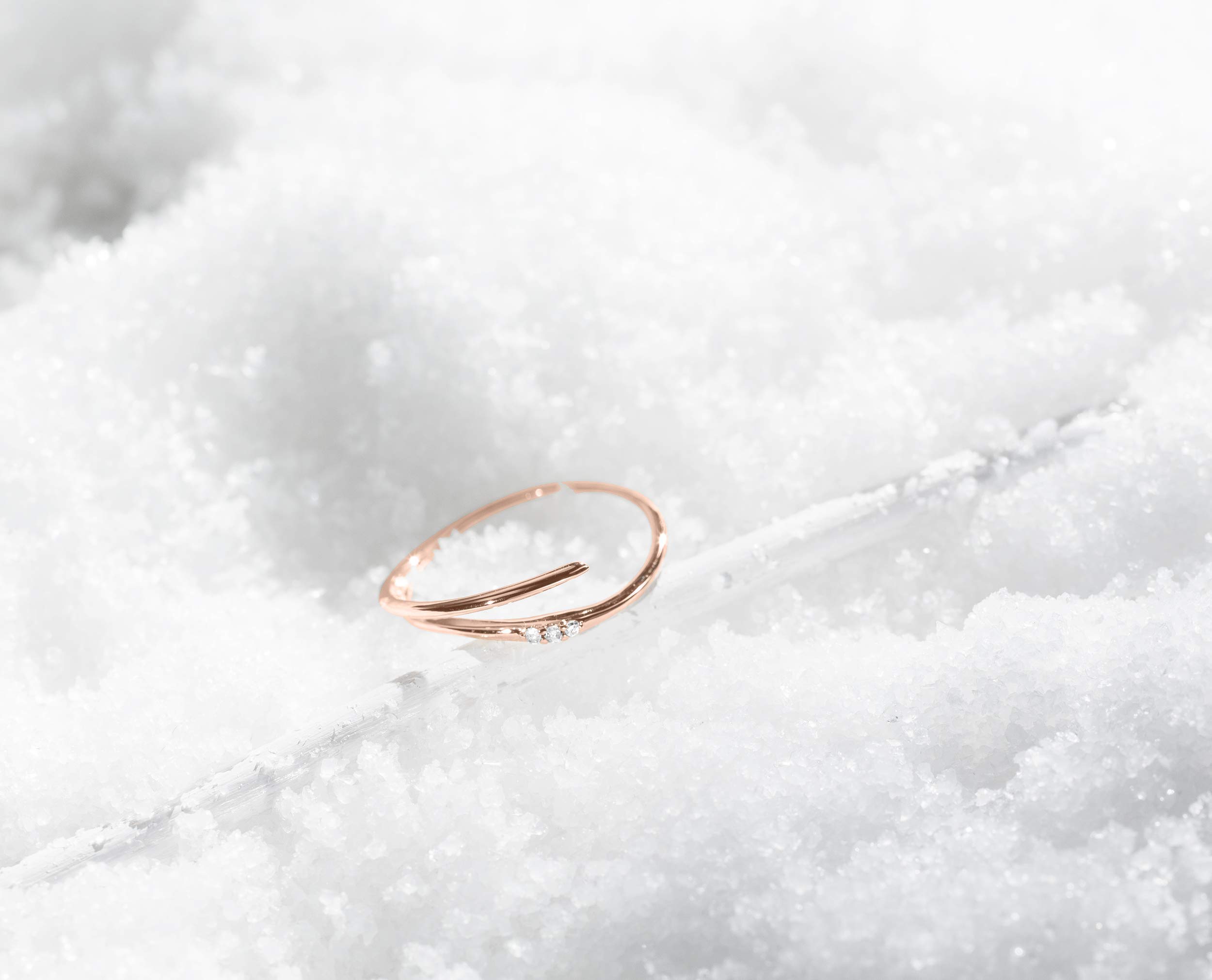 14K Rose Gold Diamond Ring for Women - Majade Handmade Minimalist Engagement & Wedding Ring Band | Unique Non-Traditional Solid Gold Jewelry for Proposals, Anniversaries & Special Occasions