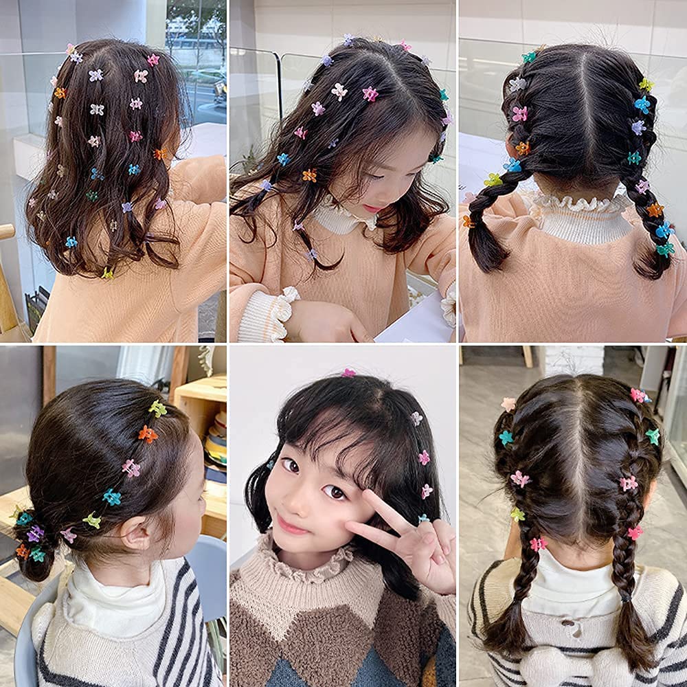 YankMooM 40Pcs Mini Hair Clips Set - Colorful Flower Plastic Hair Claw Clips for Baby, Kids, Girls & Women - Small Bangs Hairpins & Barrettes for School, Party & Daily Styling