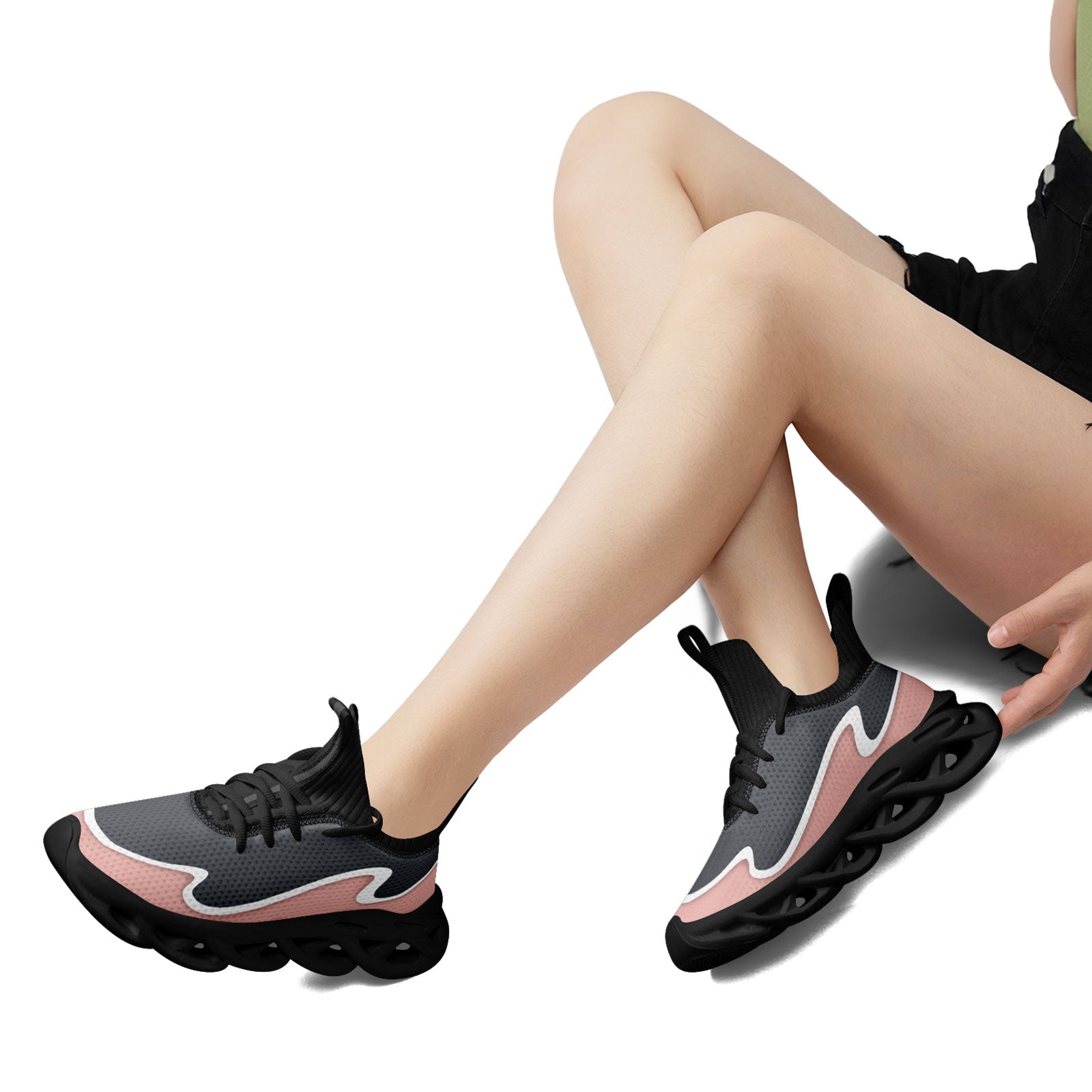 Custom Gray & Pink Maxsoul Personalized Sneakers - Women's Fashion Athletic Shoes FN030A E020011 Size 15 | Perfect for Running, Gym Workouts & Casual Streetwear Style
