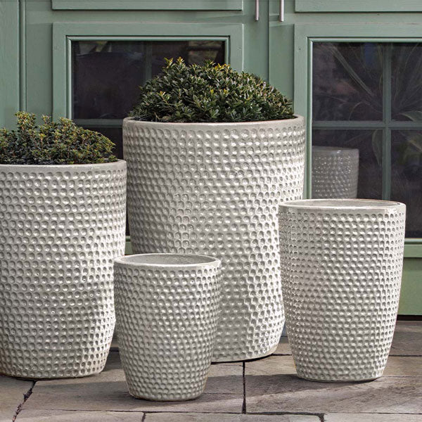 Tall Pearl Coin Pot Planter Set of 4 by Campania International - Perfect for Indoor Herb Gardens, Succulent Arrangements & Home Decor