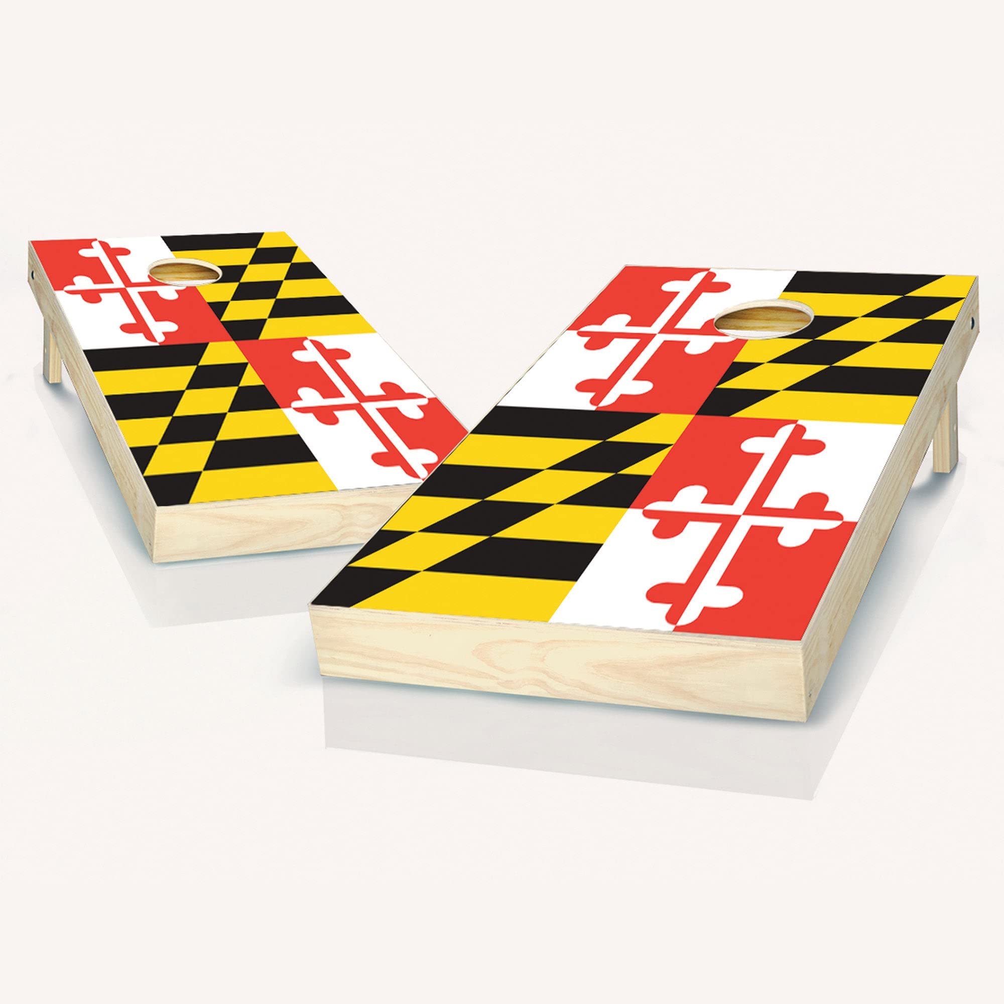 Maryland State Flag Cornhole Game Set - 2 Premium Wooden Boards & 8 Bean Bags for Outdoor Tailgating, Backyard Parties, and BBQ Events