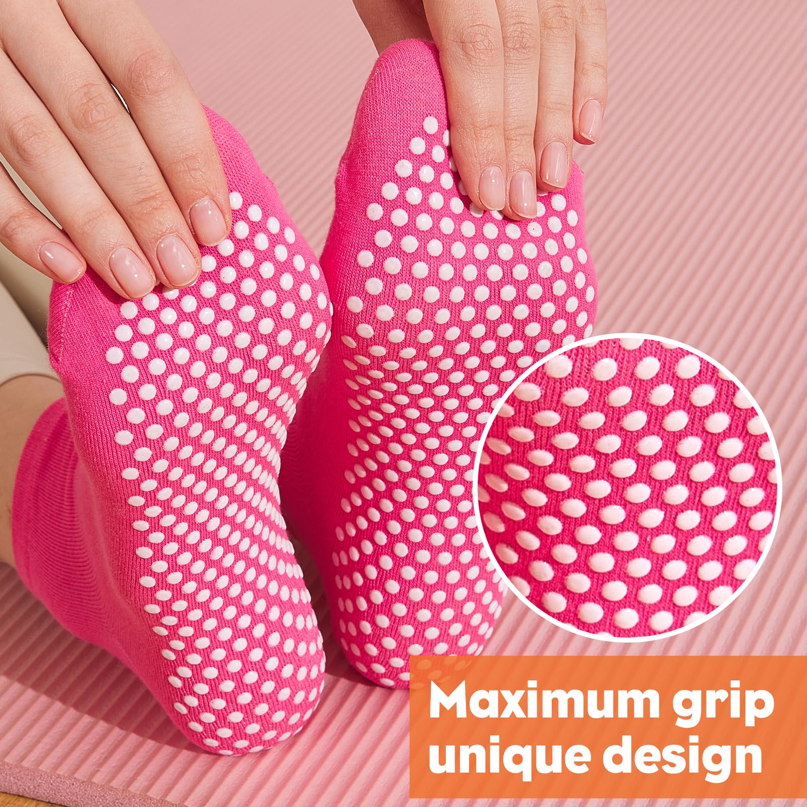Non-Slip Pilates Socks for Women - Grip Yoga Socks with Toe Separators for Barre, Yoga & Hospital Use - Anti-Skid Workout Socks for Dance, Fitness & Nursing Professionals