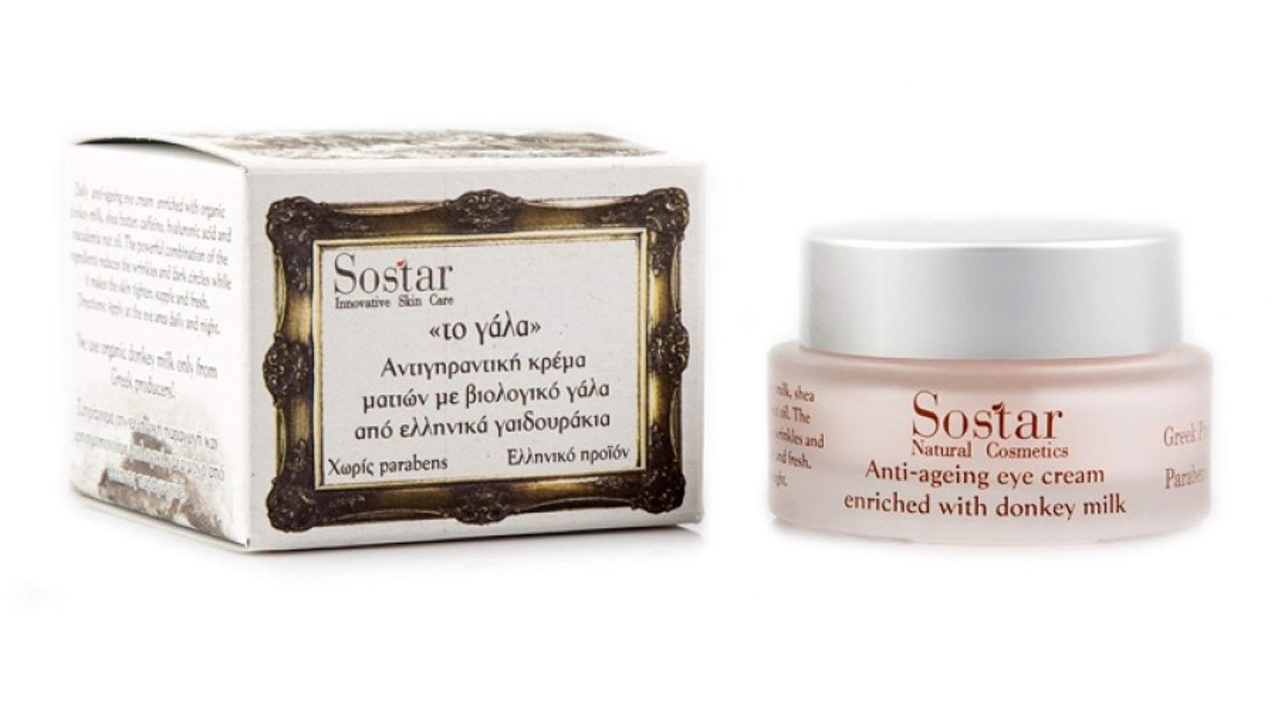 Sostar Donkey Milk Firming Eye Cream 30ml - Anti-Aging & Hydrating Under Eye Treatment for Dark Circles & Wrinkles - Perfect for Nighttime Skincare Routine