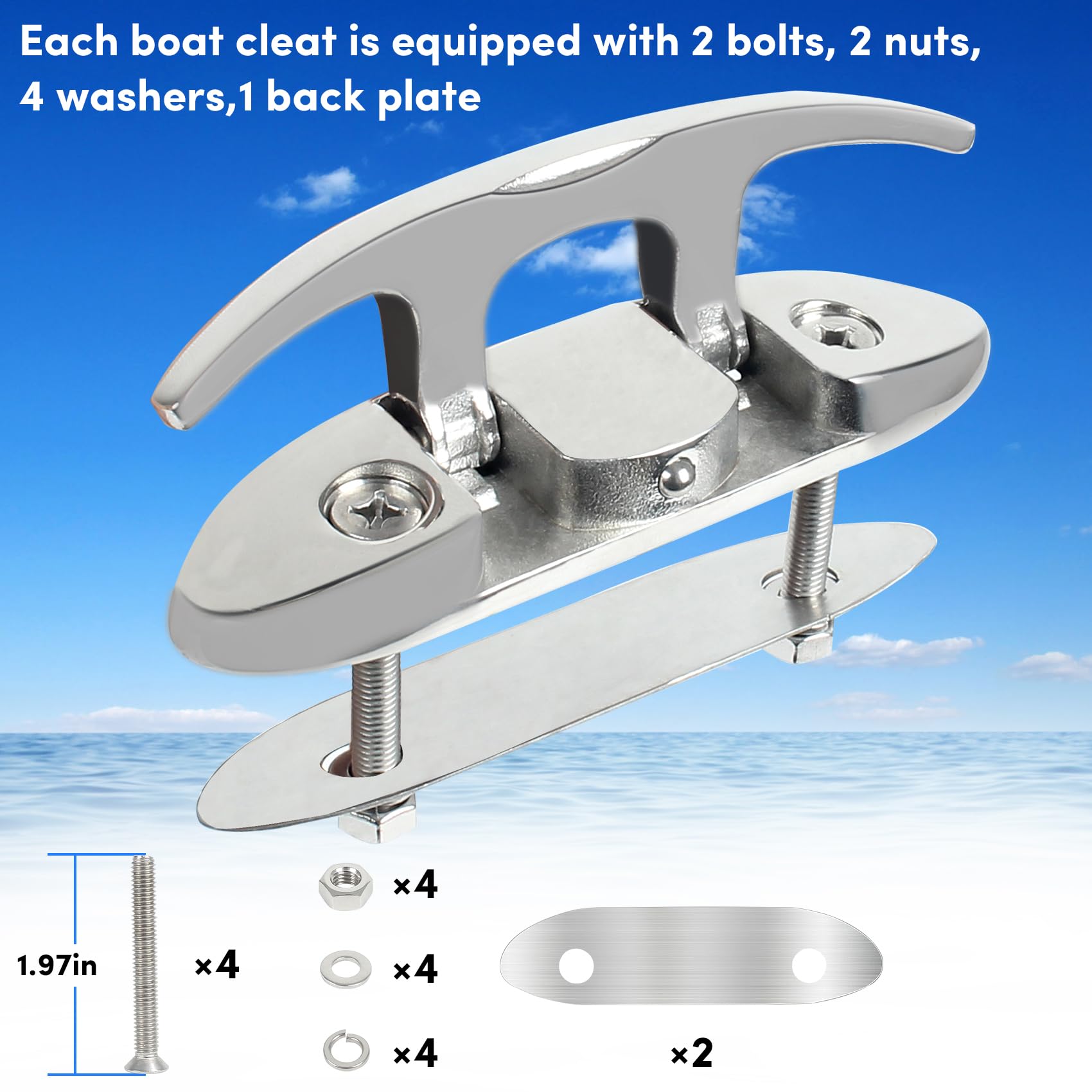 ORLANG 316 Stainless Steel Folding Boat Cleat - Marine Grade 4-3/4