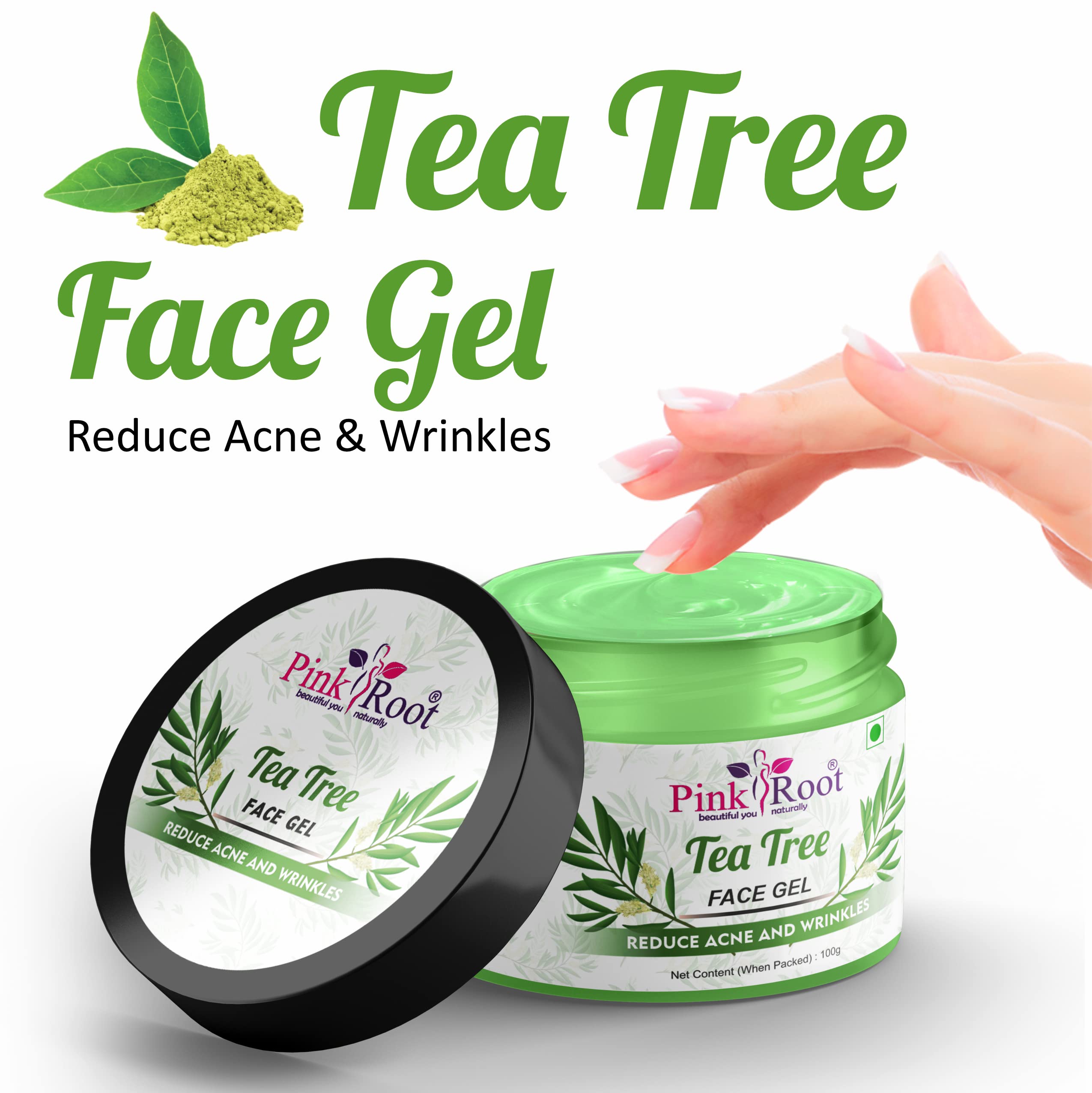 Organic Pink Root Tea Tree Face Gel 100ml - Acne Treatment & Oil Control for Clear Skin | Hydrating Facial Gel for Oily & Sensitive Skin | Perfect for Daily Skincare Routine & Post-Workout Refresh