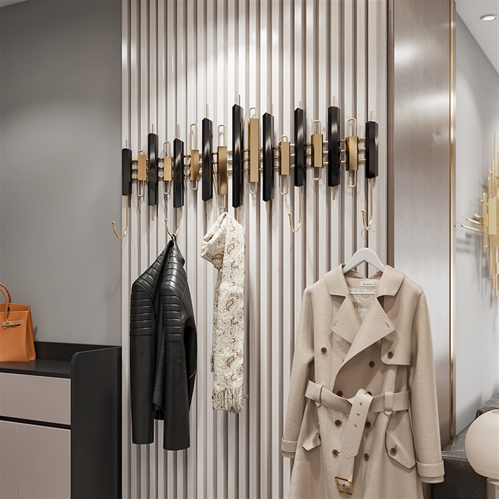 Minimalist Wall Mounted Coat Rack - Modern Vertical Metal Coat Hanger for Living Room, Bedroom & Hallway - Space Saving Door Entryway Organizer for Jackets, Hats & Scarves | Perfect for Apartments, Dorms & Small Spaces