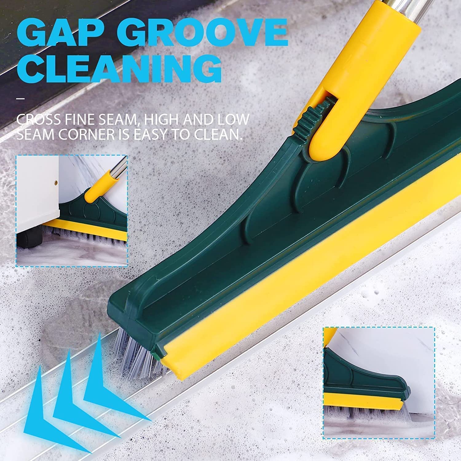 **Vivatra 2-in-1 Bathroom Cleaning Brush with Long Handle - Tile & Floor Scrubber for Shower, Bathtub, Sink, and Grout - Heavy Duty Bathroom Cleaning Accessories**