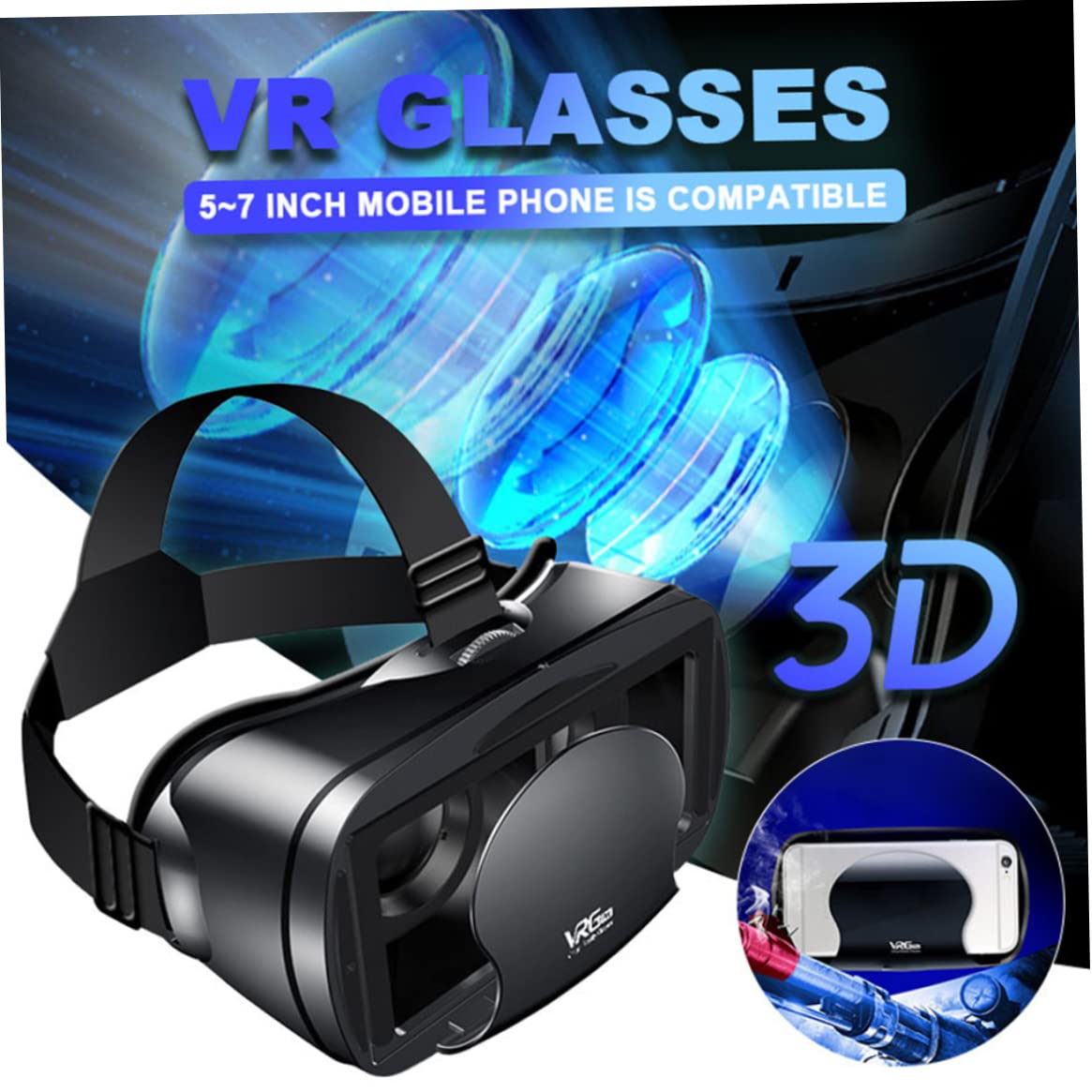 VR Glasses Virtual Reality Headset - Full Screen Immersive Wide-Angle VR Goggles for 5-7 Inch Smartphones with Bluetooth Remote Control - Perfect for Gaming, Movies & Virtual Travel Experiences