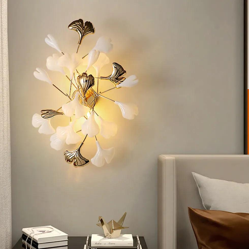 Floral Wall Light for Bedroom - Elegant Floral Sconce with Warm White LED, Perfect for Bedroom, Living Room, and Nursery Decor