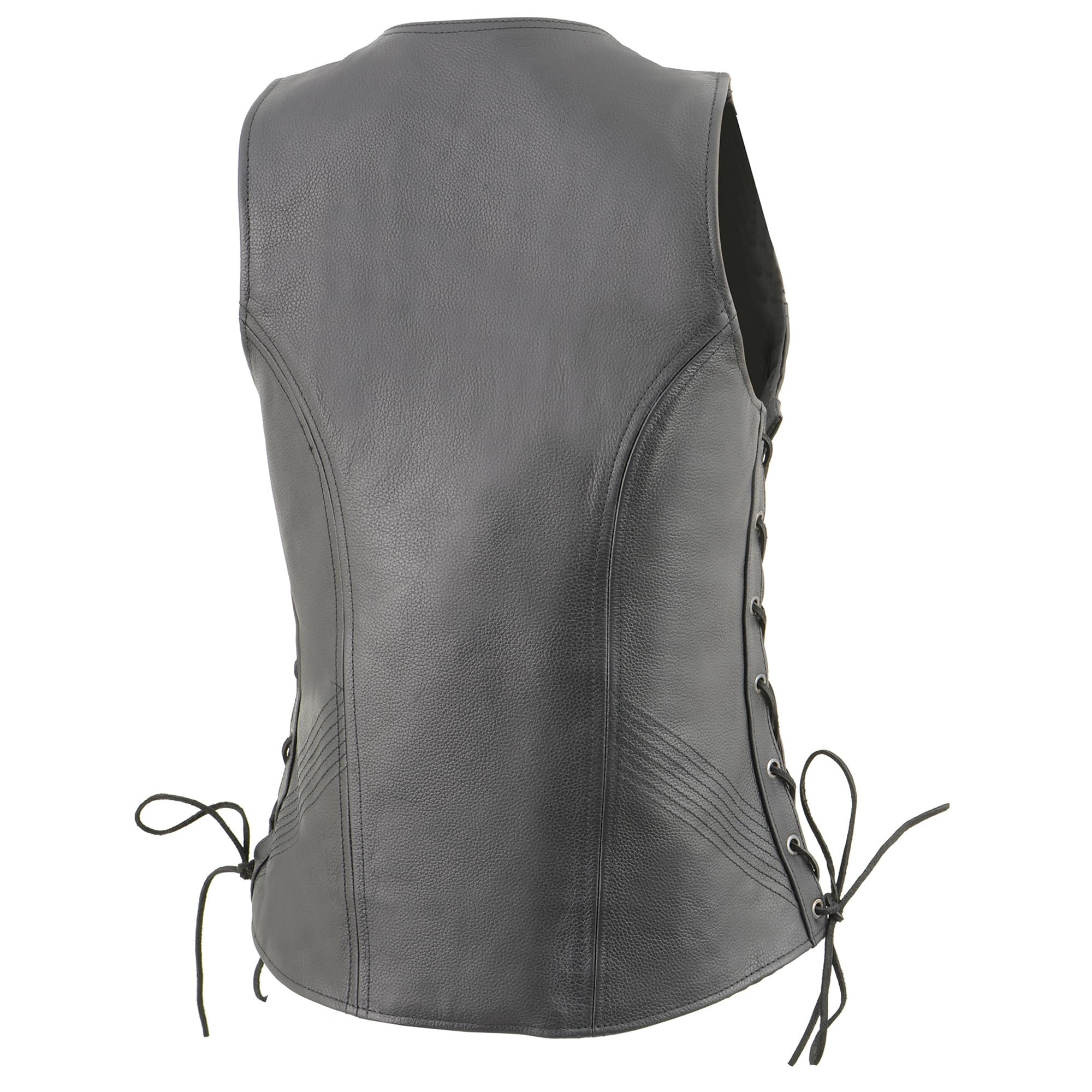 Milwaukee Leather Brown Women's Open Neck Side Lace Zipper Front Vest - Large Size Black | Stylish Casual & Outdoor Wear for Women