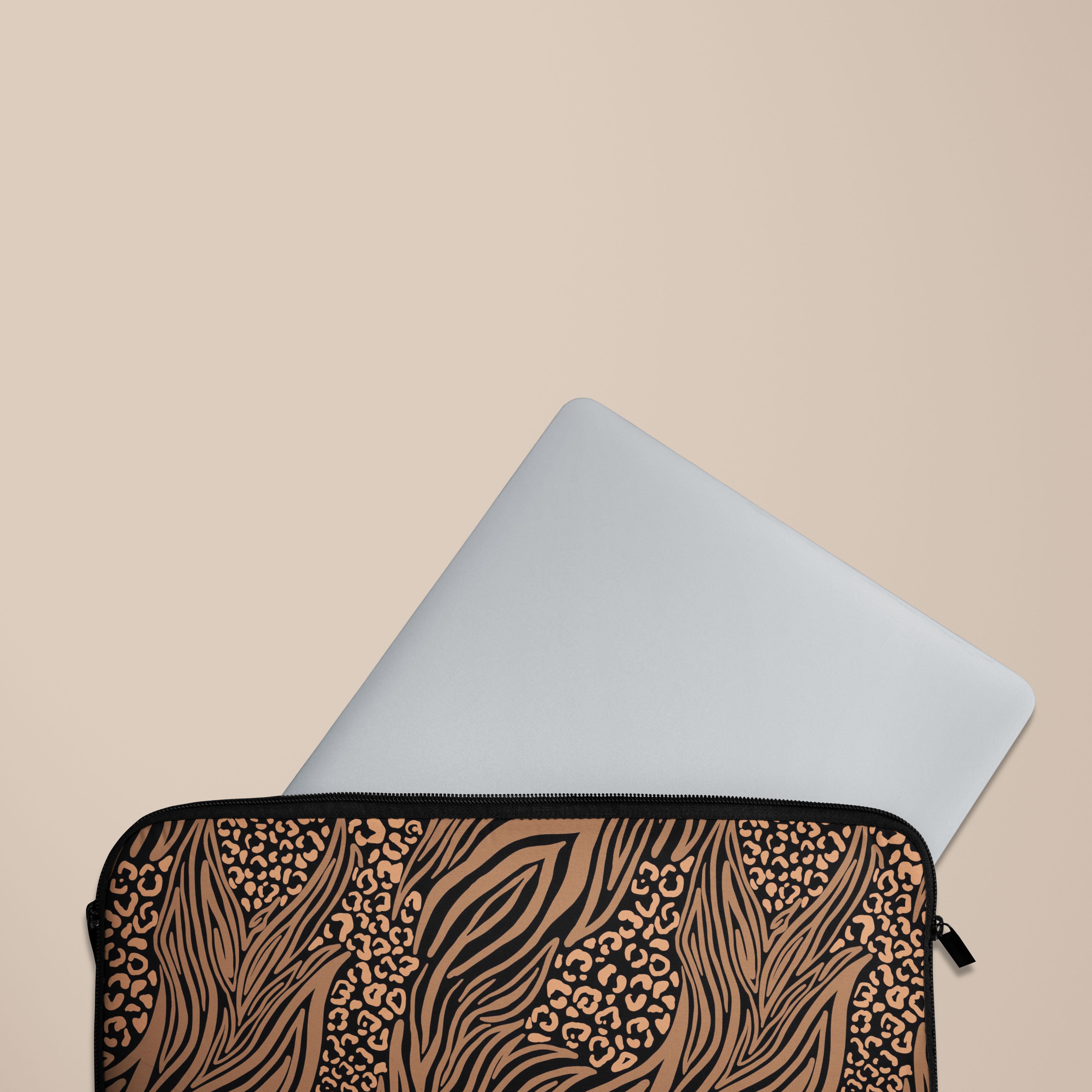 Stylish Zebra & Leopard Print Laptop Sleeve - Protective 13-15 Inch Laptop Case for MacBook, Dell, HP - Perfect for Work, School & Travel Accessories